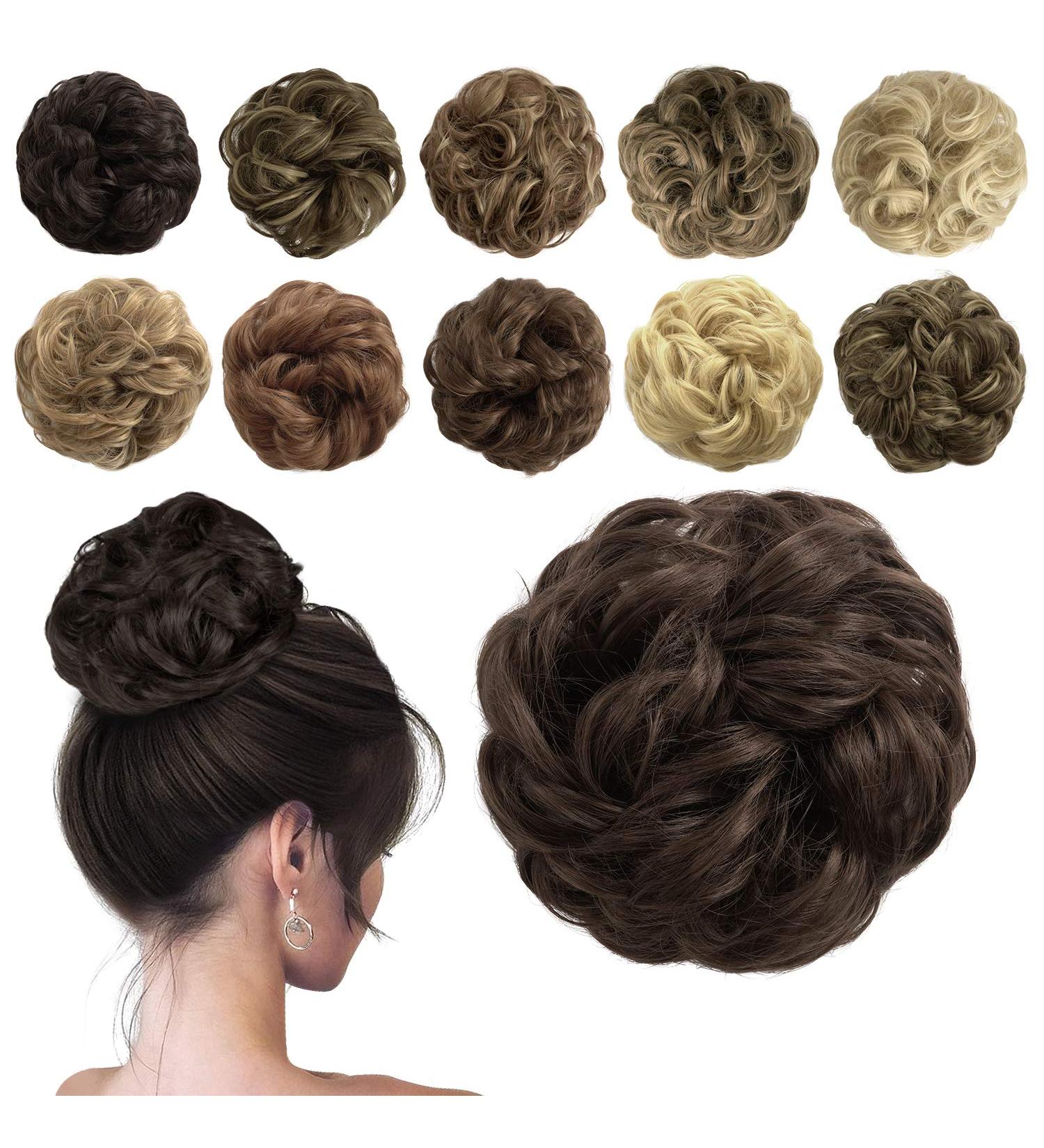 Sofeiyan Hair Part Tie Updos Wavy Messy Chignon Hairstyles & Extensions for Women | Medium Chestnut Brown 40g - Buy Online on GoSupps.com