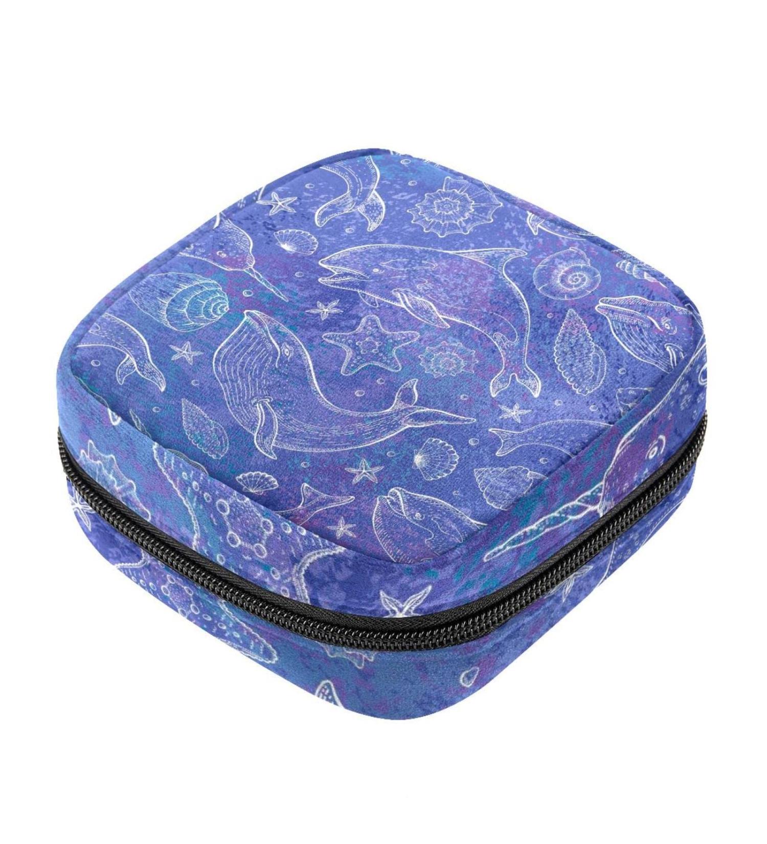 Purple Batik Menstruation Pad & Cup Pocket Bag for Teens & Women - Sortily Zippered Design - Buy Online on GoSupps.com