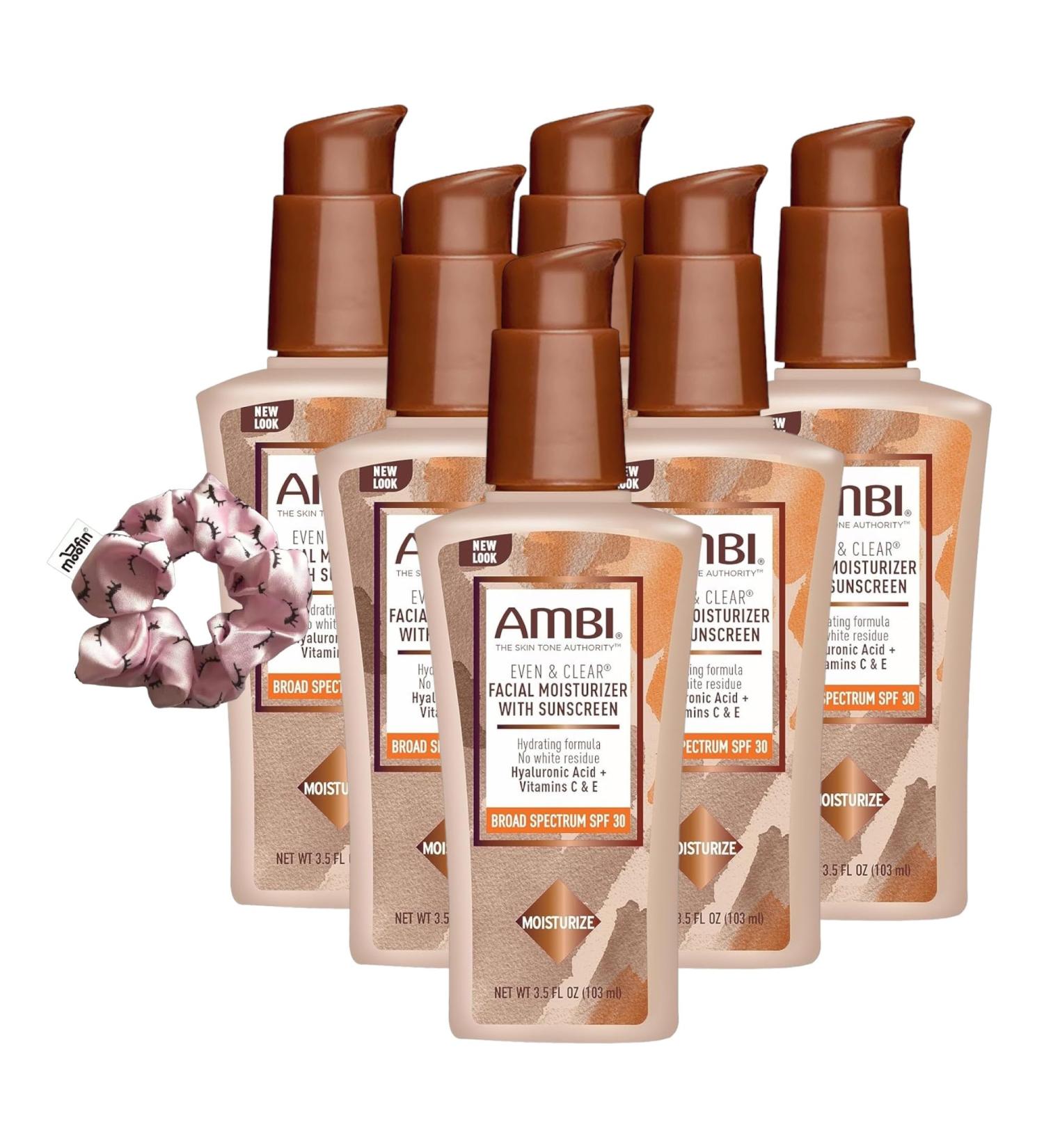 Daily Facial Moisturizer with SPF 30 - Oil-Free Even & Clear Complex Dermatologist Tested - 3.5 oz (Pack of 6) + Bonus Hair Tie - Buy Online on GoSupps.com