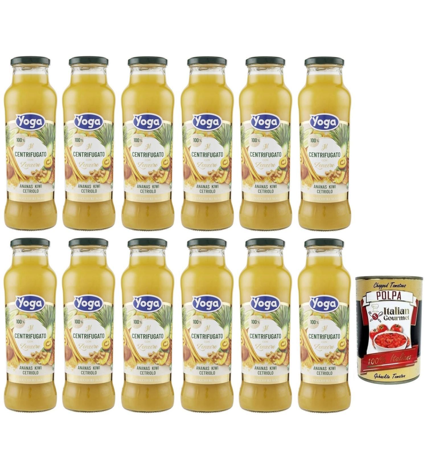  Italian Gourmet E.R. Yoga il Centrifugato con Zenzero Fruit Concentrate with Ginger Pineapple Kiwi and Cucumber Fruit Juice without Added Sugar 680 ml Glass Bottle + Tomato Pulp Italian - Buy Online on GoSupps.com