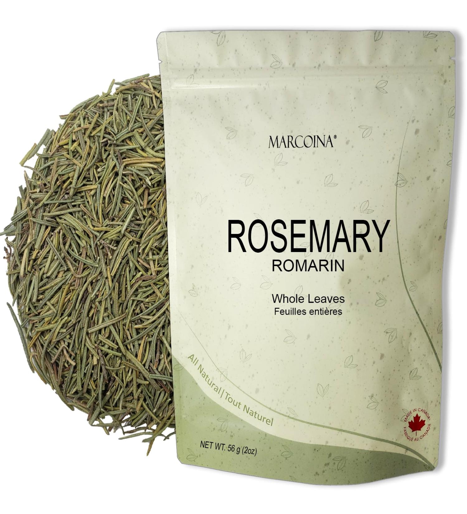 Pure Rosemary Leaves Herbal Loose Tea by Marcoina - Whole Leaves 56g in Resealable bag Caffeine-Free from France - Perfect for Hot Brews and Spices - Known as Salvia Rosmarinus. - 2oz. Rosemary Whole Leaves 56-g. / 2-oz. - Buy Online on GoSupps.com
