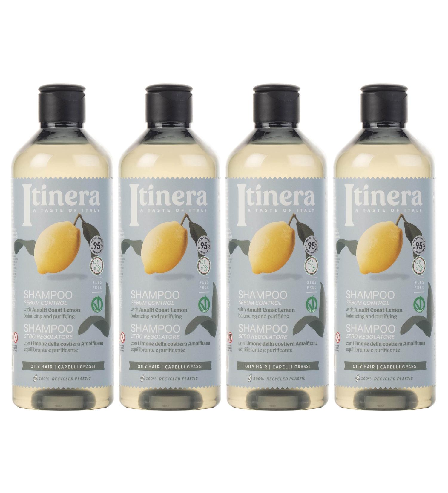  sarcia.eu ITINERA Shampoo for oily hair with lemon from the Amalfi Coast 370 ml pack of 4 - Buy Online on GoSupps.com