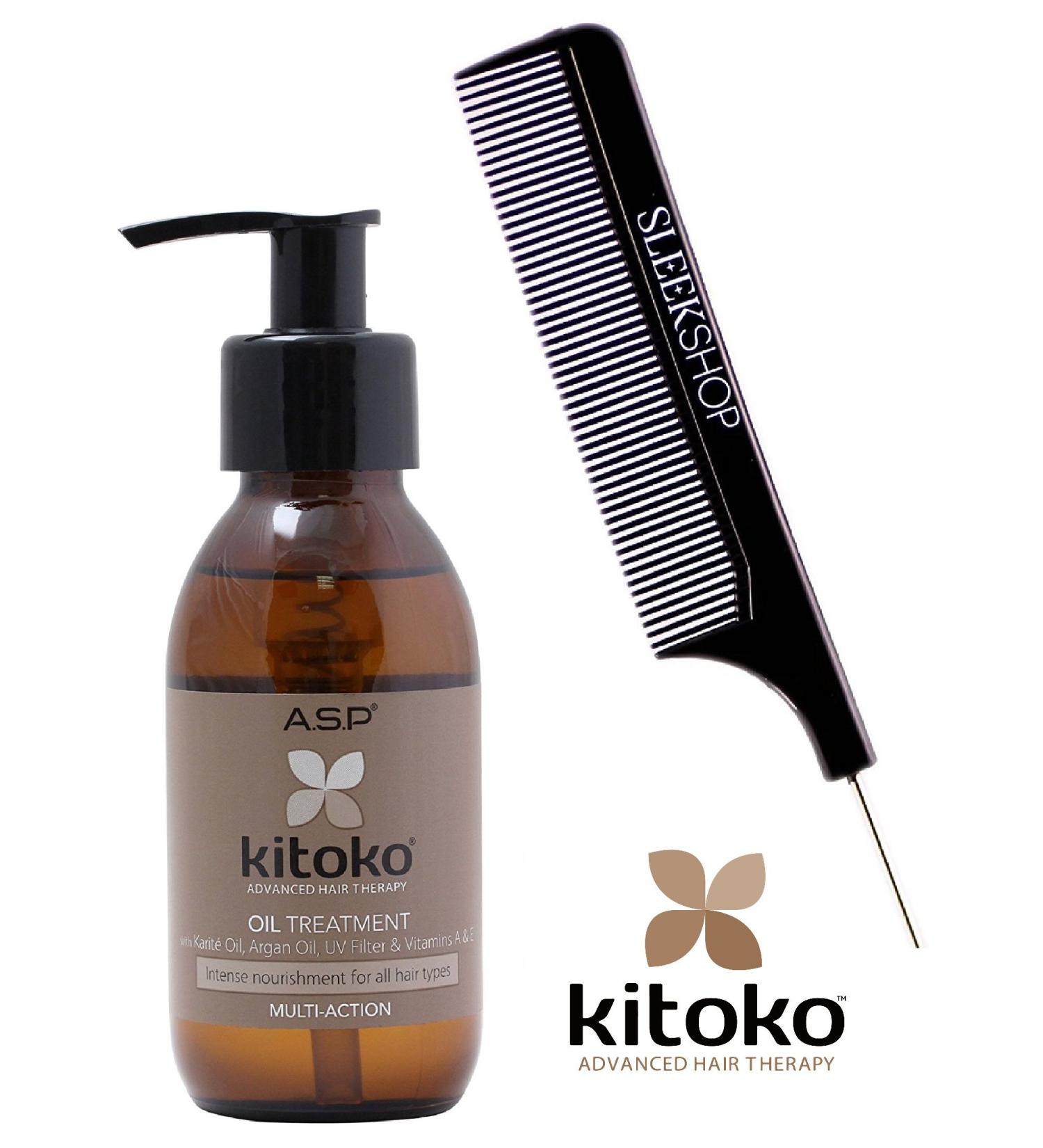 ASP Kitoko Oil Treatment - Hydrating Karite & Argan Oil with UV Filter & Vitamins A & E | 9.8 oz - Sleek Steel Pin Tail Comb Included - Buy Online on GoSupps.com