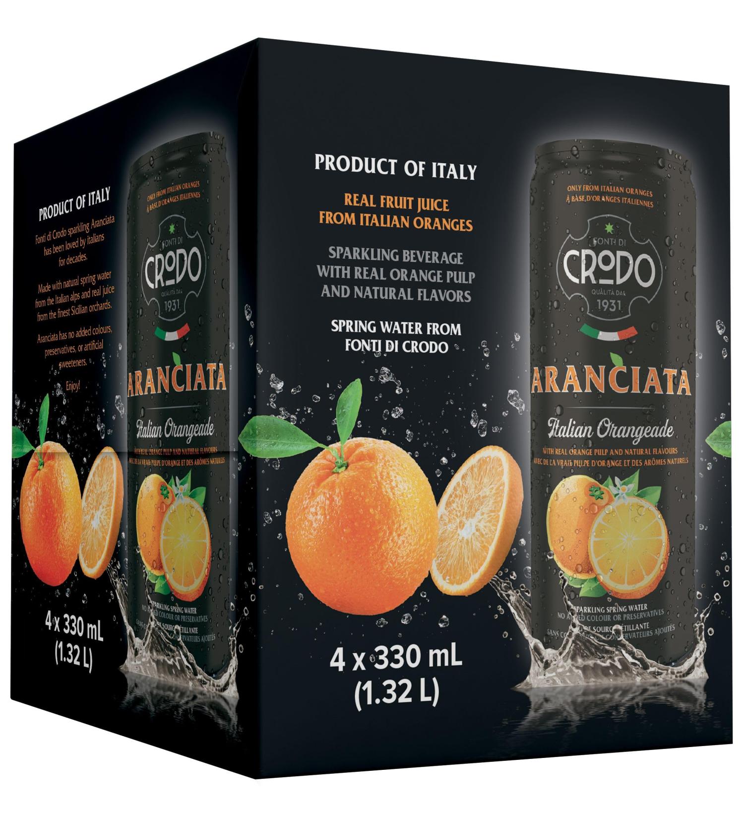 ROYAL UNIBREW Crodo Aranciata - Orange Soda (4X330 Ml) 1320 milliliters - Buy Online on GoSupps.com