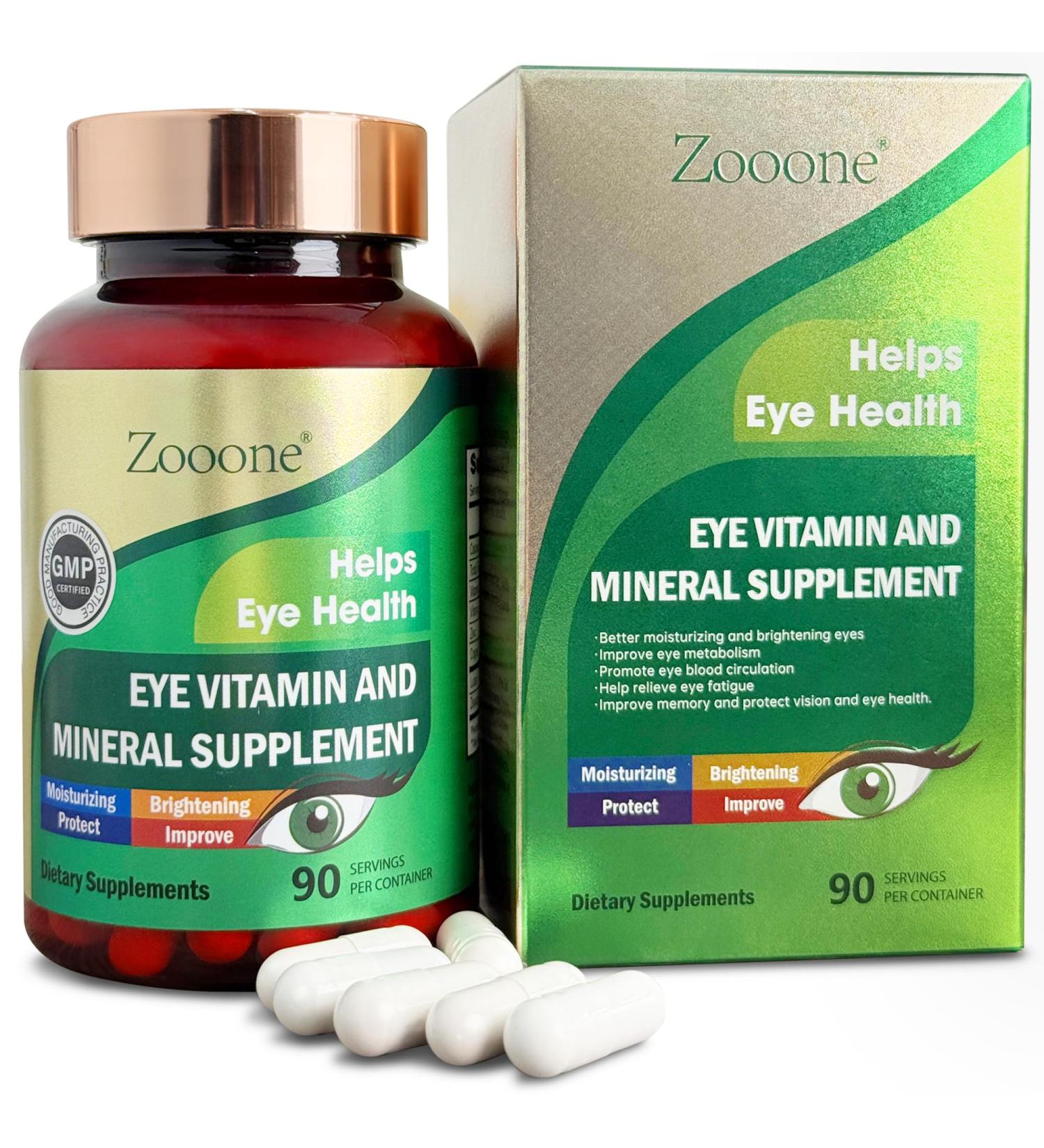 zooone Lutein and Zeaxanthin Eye Vitamins, Eye Vitamin and Mineral Supplement with Vitamin C E Zinc Copper, Vision Support for Macular Degeneration, Eye Health Pills for Adults & Seniors, 90 Capsules 1 - Buy Online on GoSupps.com