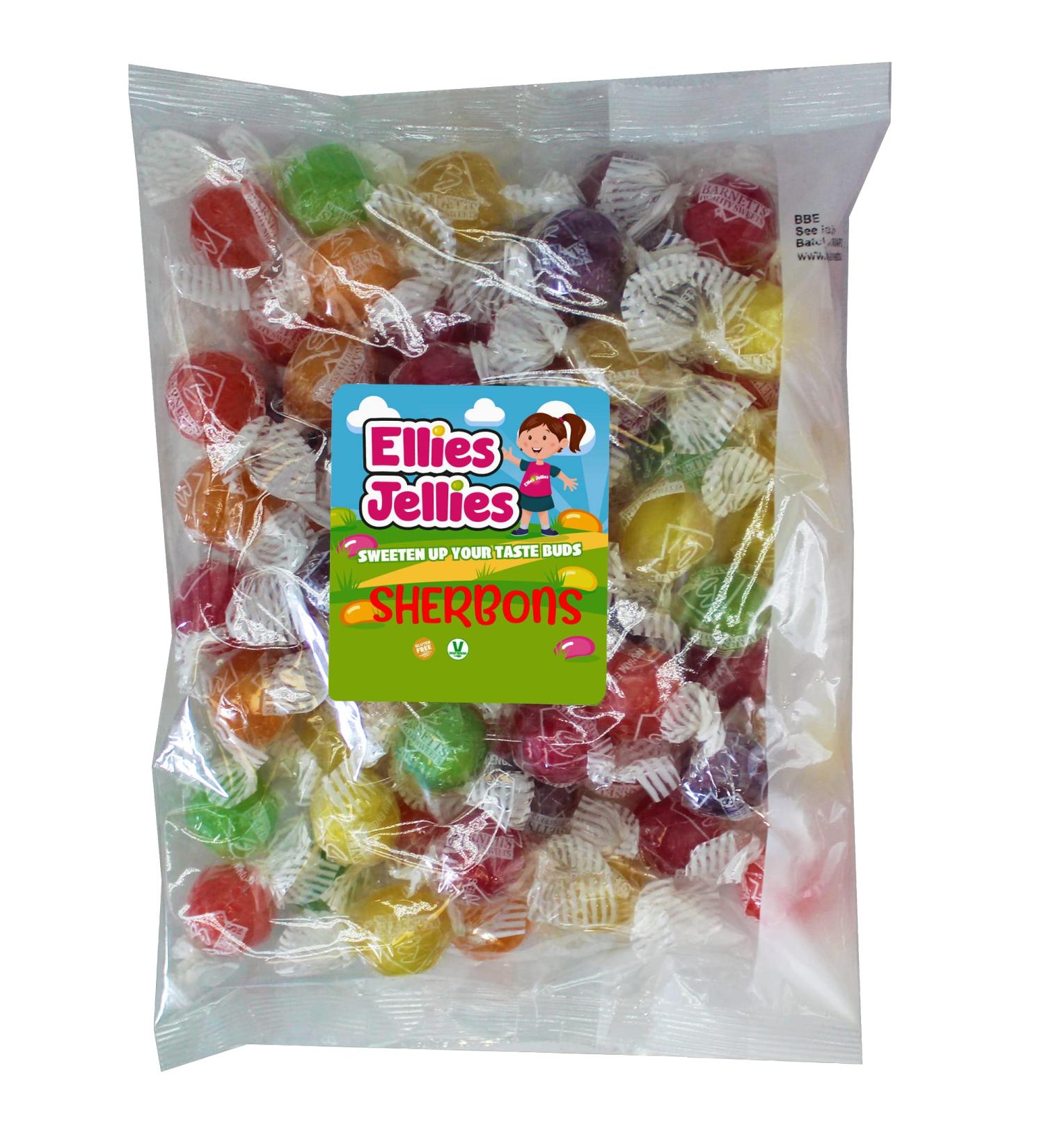 Ellies Jellies Sherbons 1kg Bag Boiled Sweet Sherbet Center Individually Wrapped