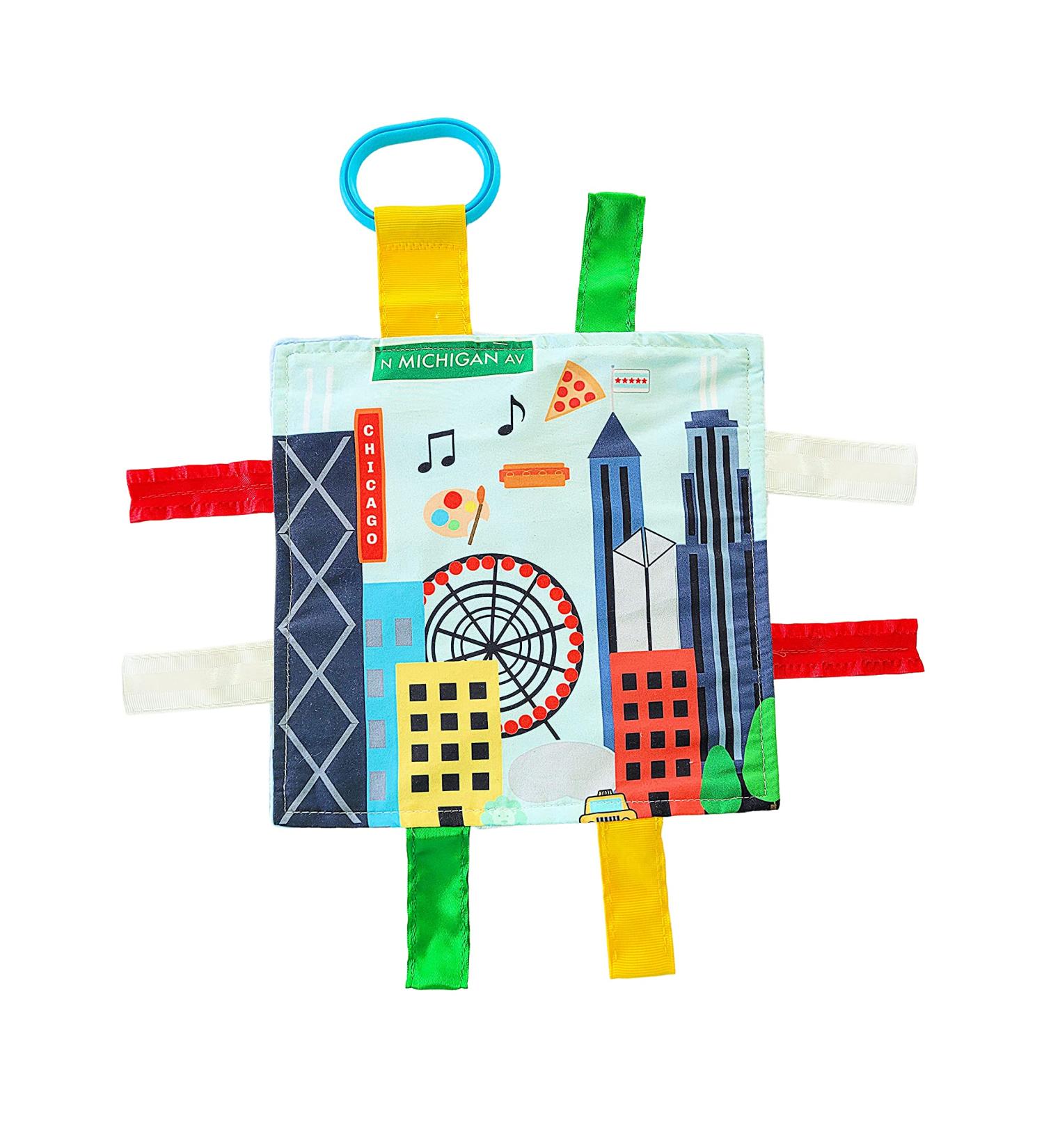 Baby Jack & Co 8x8 Learning Lovey Chicago Illinois Tag Toys for Babies | USA Cities & Shapes | BPA Free - Stroller Clip Included - Buy Online on GoSupps.com