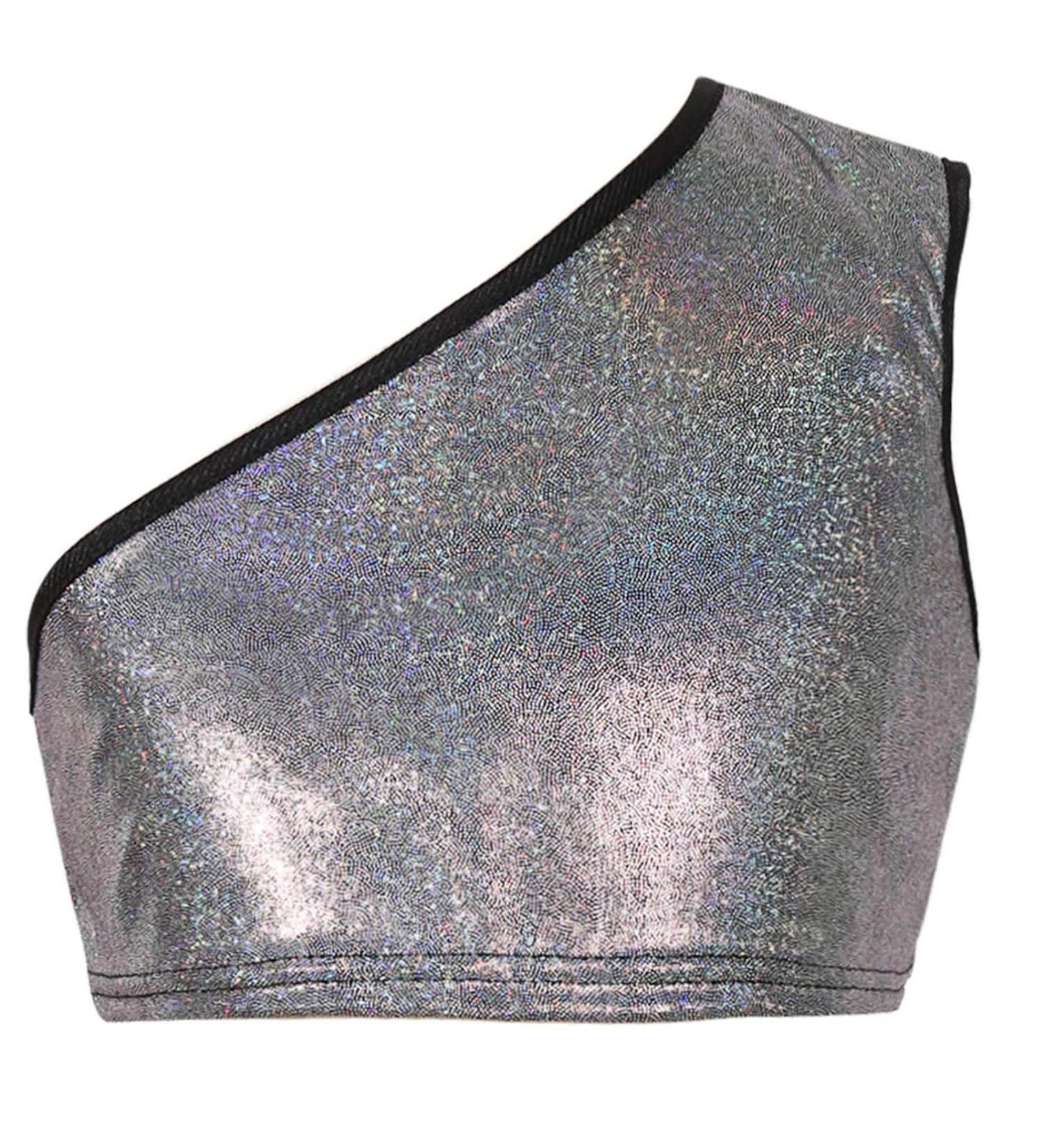 KKmeter Kids Girls One-Shoulder Sequins Dance Crop Top Performance Tank Vest 9-10 Black - Buy Online on GoSupps.com