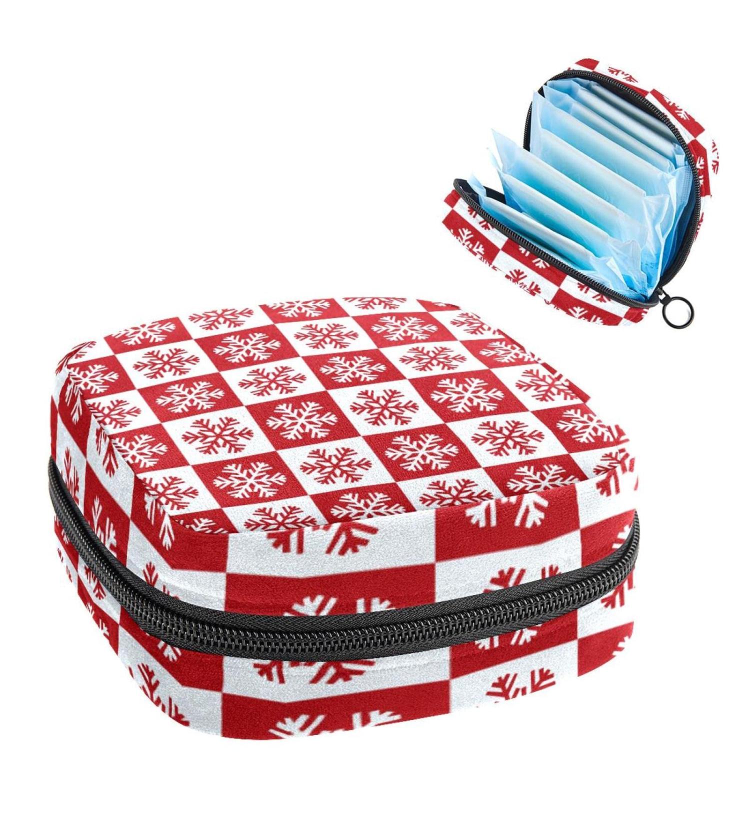 Red Christmas Snowflake Bandage Storage Bag for Menstrual Cups & Tampons | Portable Period Pocket for Women & Teens | Multicolor 1 Piece - Buy Online on GoSupps.com