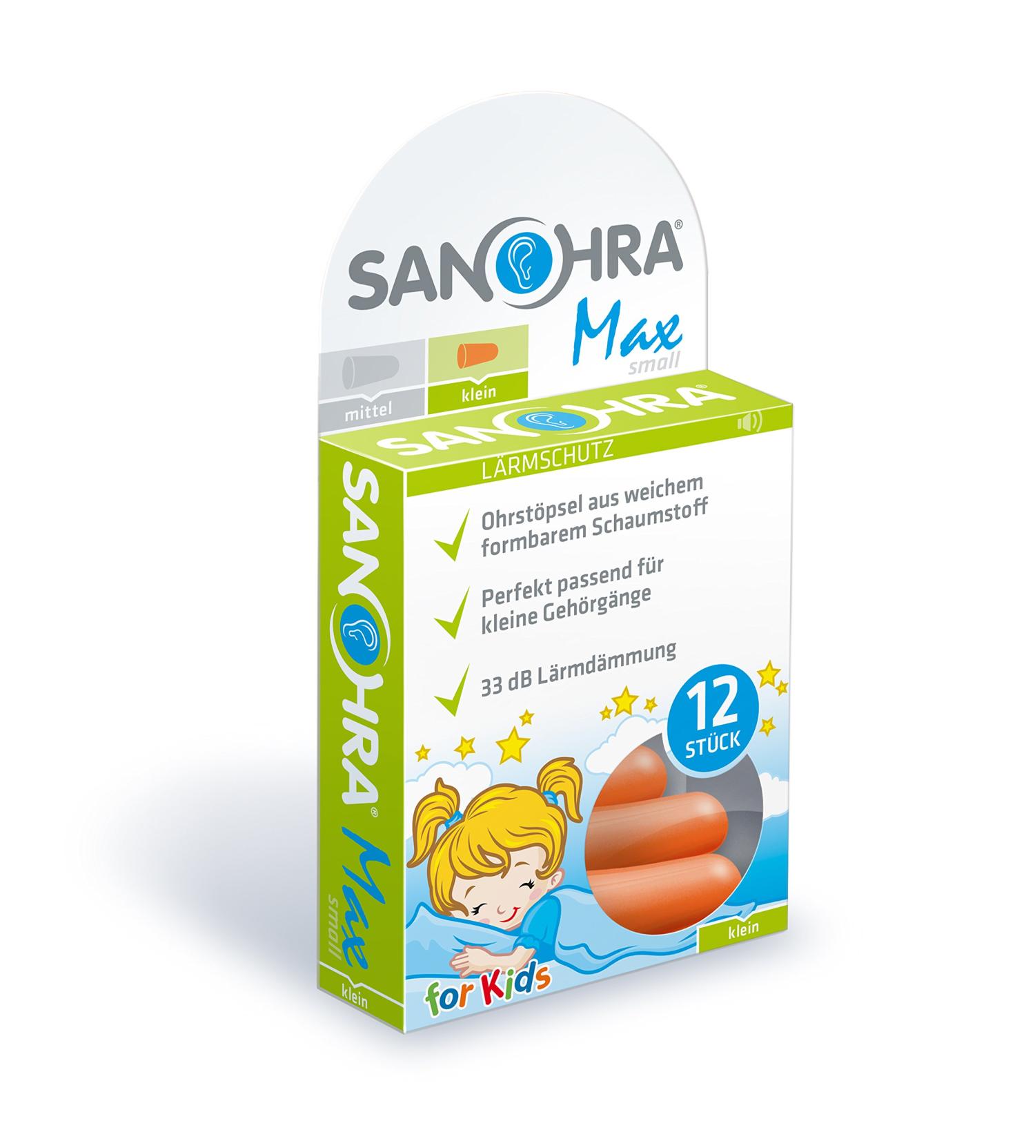 Sanohra Max Soft Earplugs for Children - 12 Premium Earplugs with 33 dB Noise Insulation for Sleeping Working & Snoring Relief - Buy Online on GoSupps.com