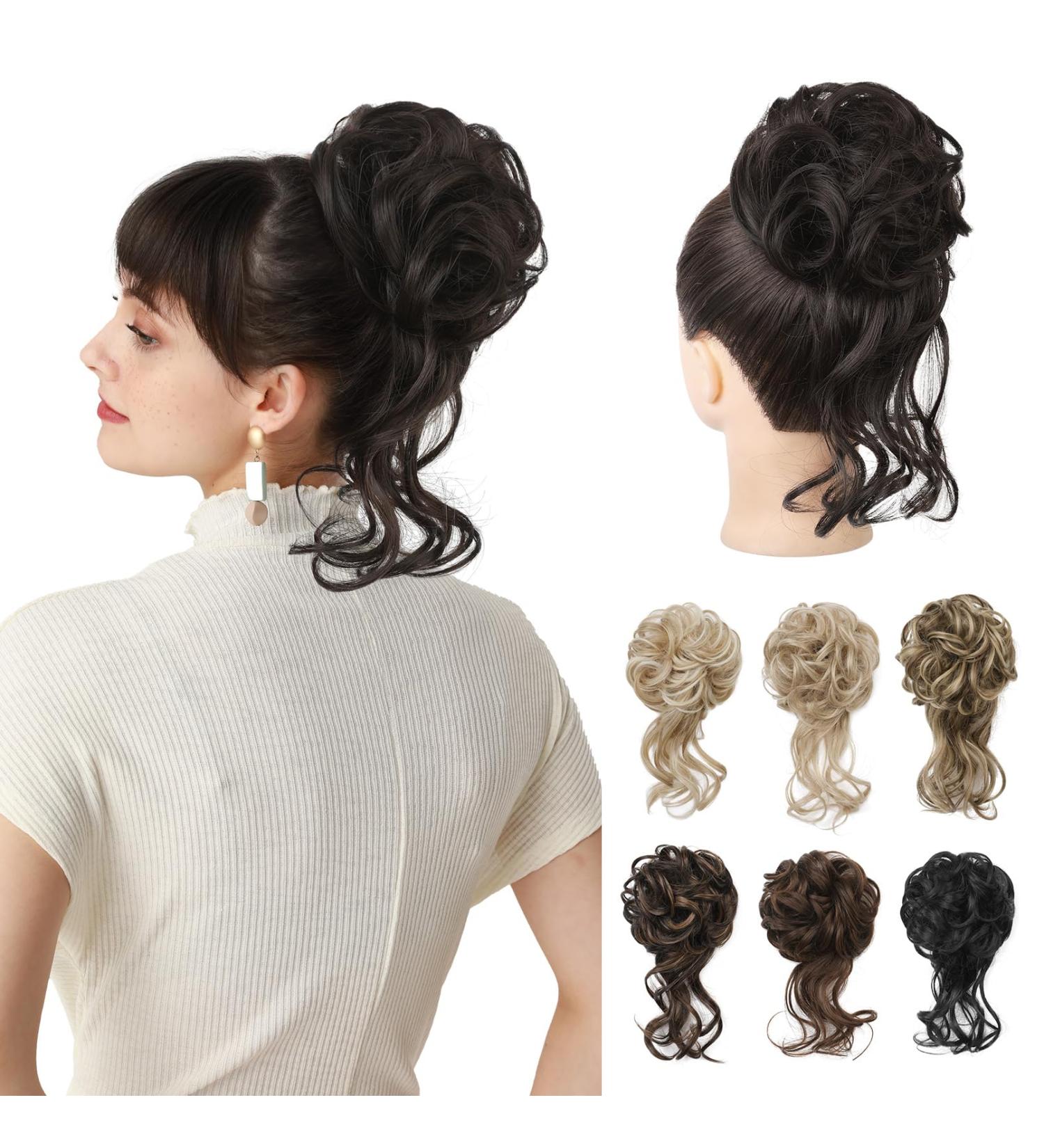REECHO Synthetic Tousled Updo Messy Bun Hair Piece - Black Brown - Buy Online on GoSupps.com