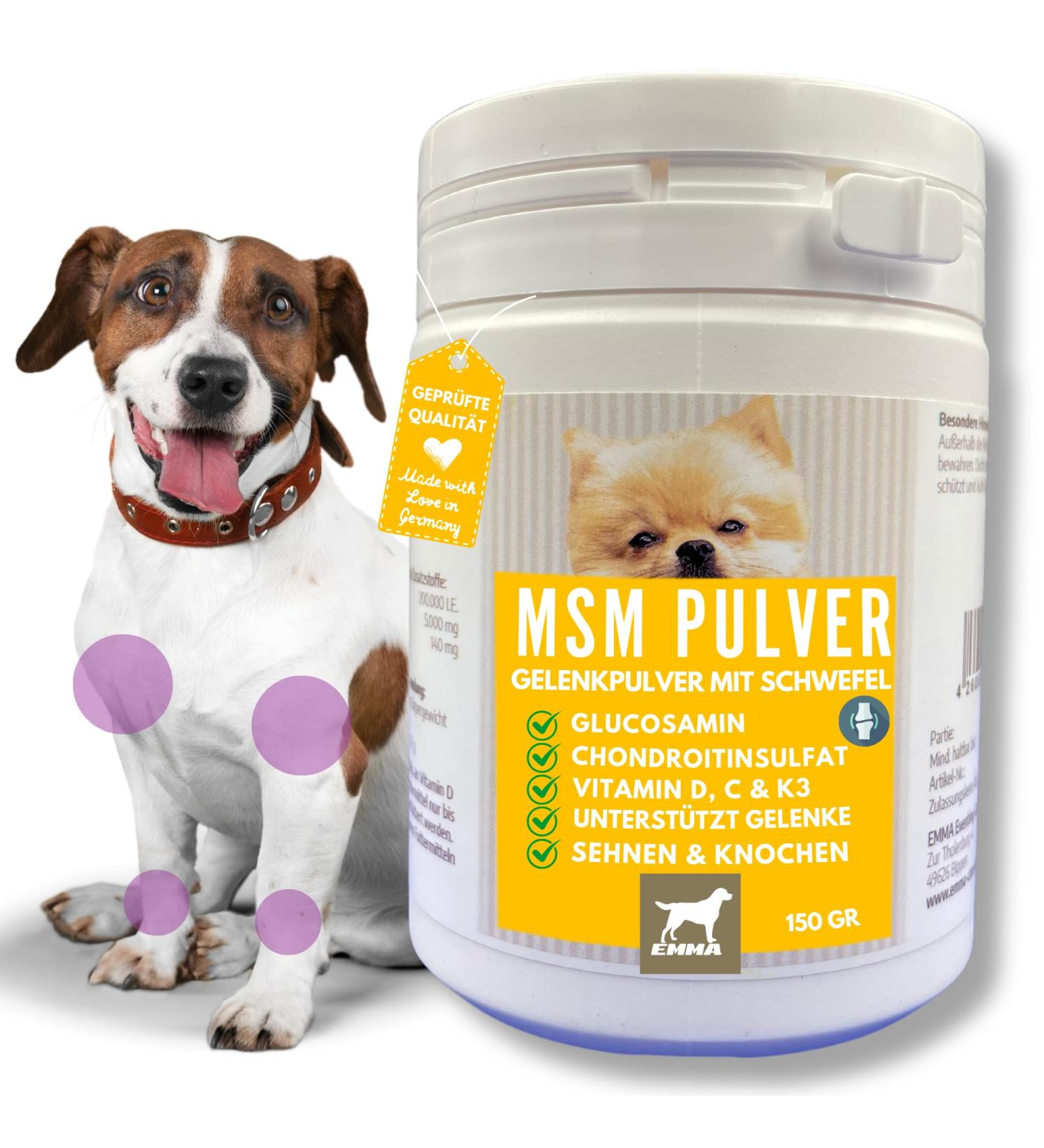 Dogs MSM 150Gr Joint Powder Dog with Glucosamine Chondroitin Vitamins CD K3 Calcium I for Joints & Joint Function for Joints I Joint Care MSM Powder - Buy Online on GoSupps.com