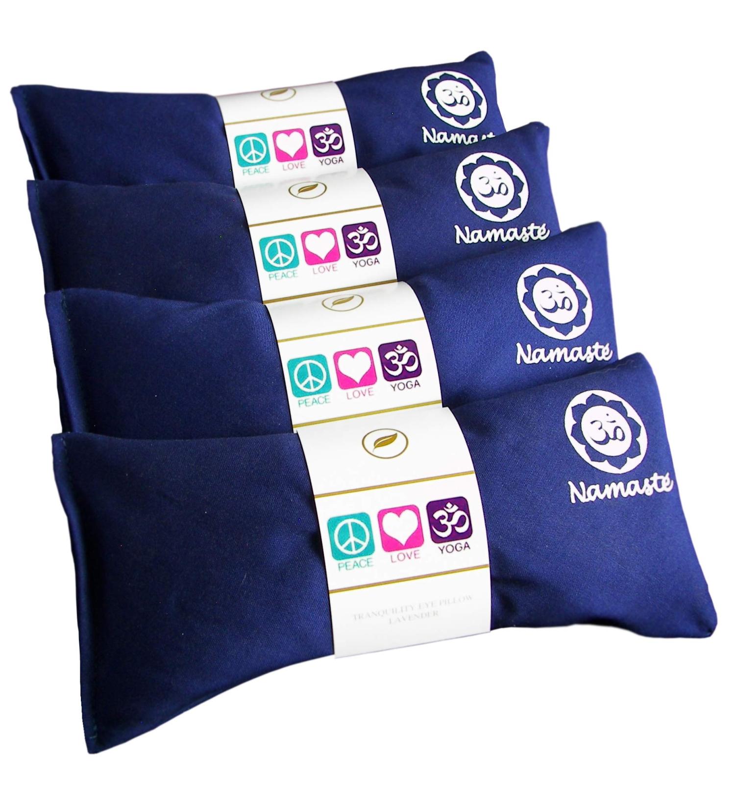 Happy Wraps Namaste Lavender Yoga Eye Pillows - Set of 4 - Navy Cotton | Hot Cold Aromatherapy for Stress Relief, Meditation, Spa, Relaxation - Great Gifts - Buy Online on GoSupps.com