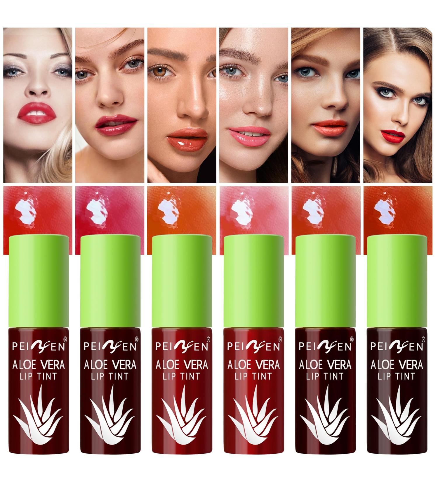 Long-Lasting Lip Stain Set - 6 Waterproof Colors | Mini Liquid Lip Oil & Tinted Gloss for Cheeks | Hydrating Non-Stick Cup Vivid Color - Perfect for Women - Buy Online on GoSupps.com