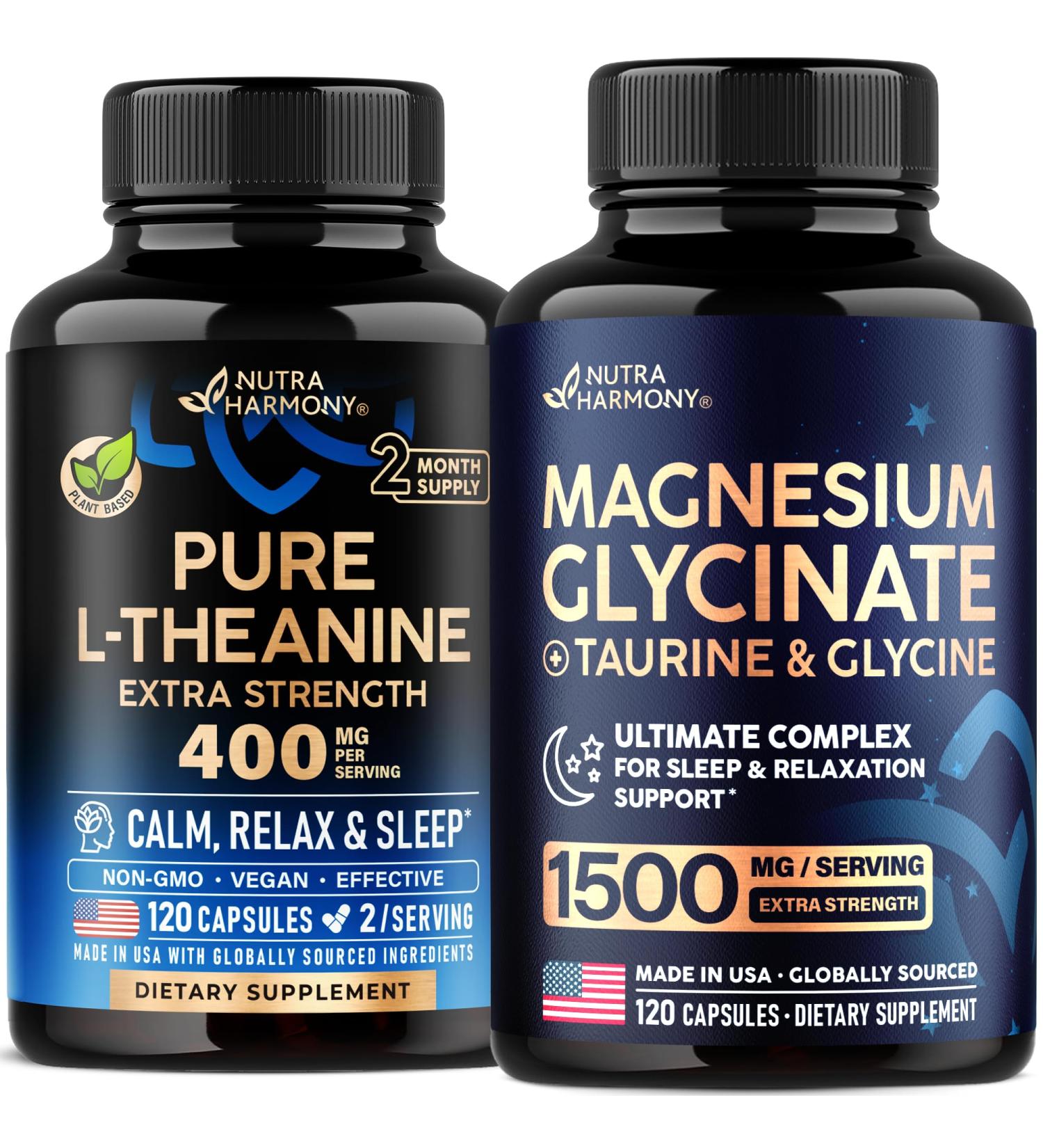 NUTRAHARMONY L-Theanine & Magnesium Glycinate with Glycine Capsules