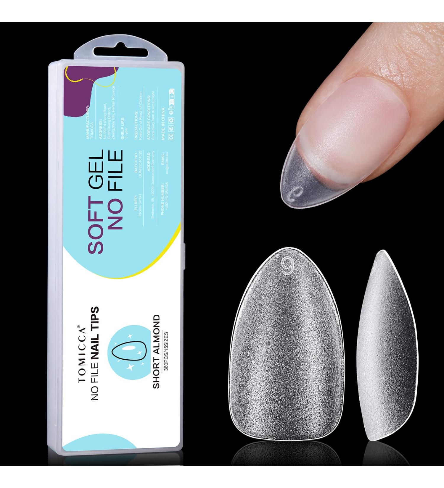 Tomicca Almond Short Nail Tips - 360 Pieces 15 Sizes Soft Gel Full Cover Pre-shaped Matt Art Nails for Gel Nails - Buy Online on GoSupps.com