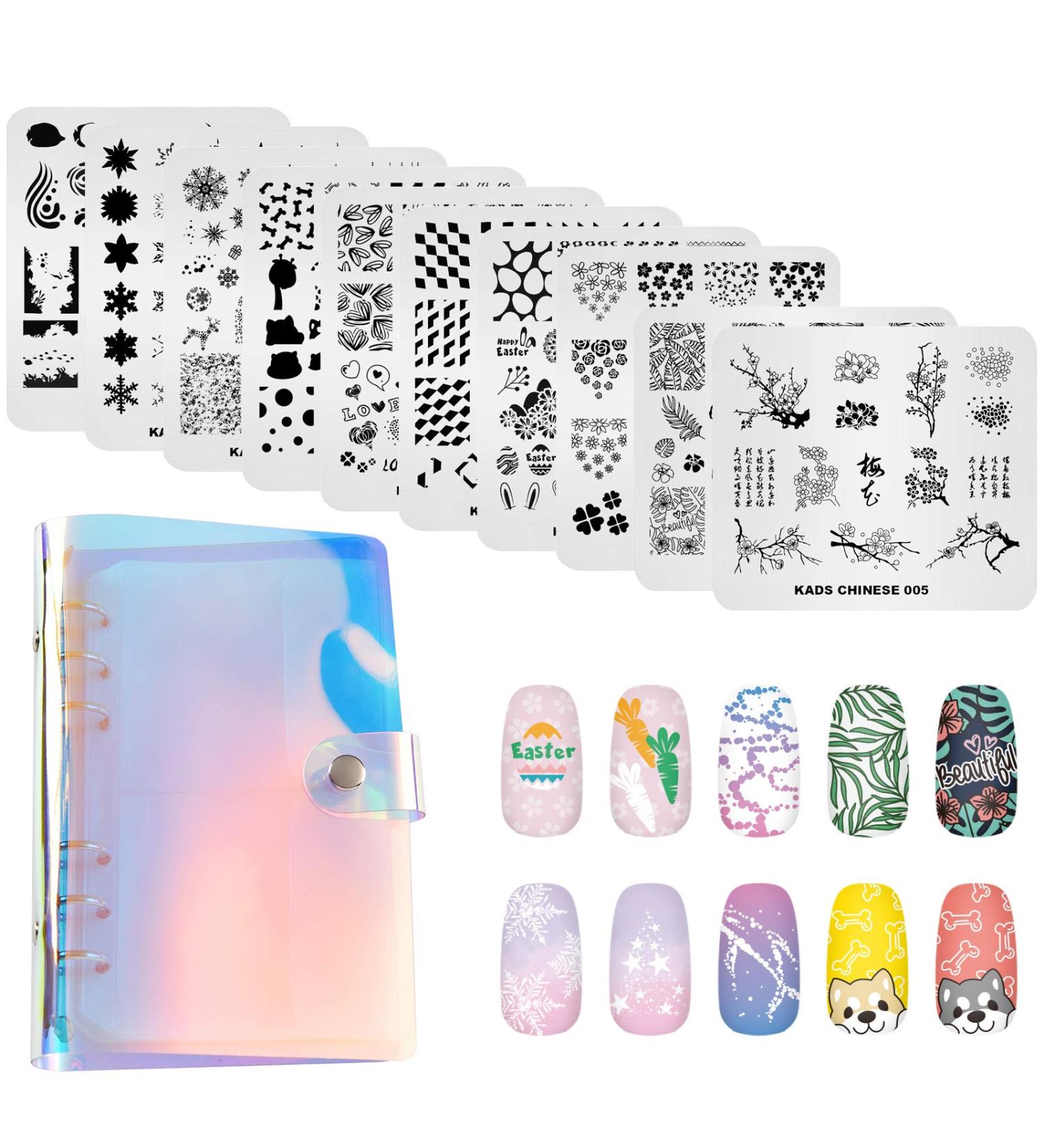 Shop KADS 11-Piece Nail Stamp Set 10 Christmas Snowflake & Cute Animal Plates with Stylish Bag International Shipping Available! - Buy Online on GoSupps.com