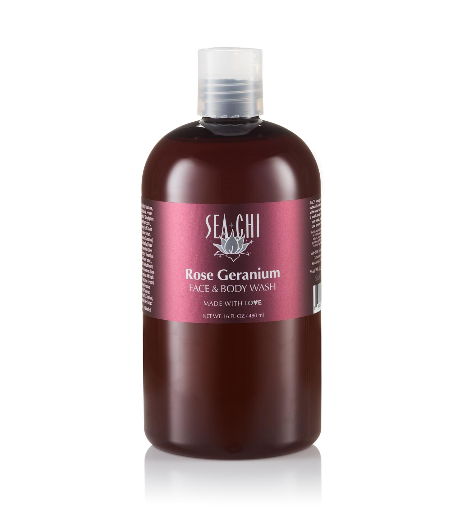 Rose Geranium Face and Body Wash 16oz/480ml