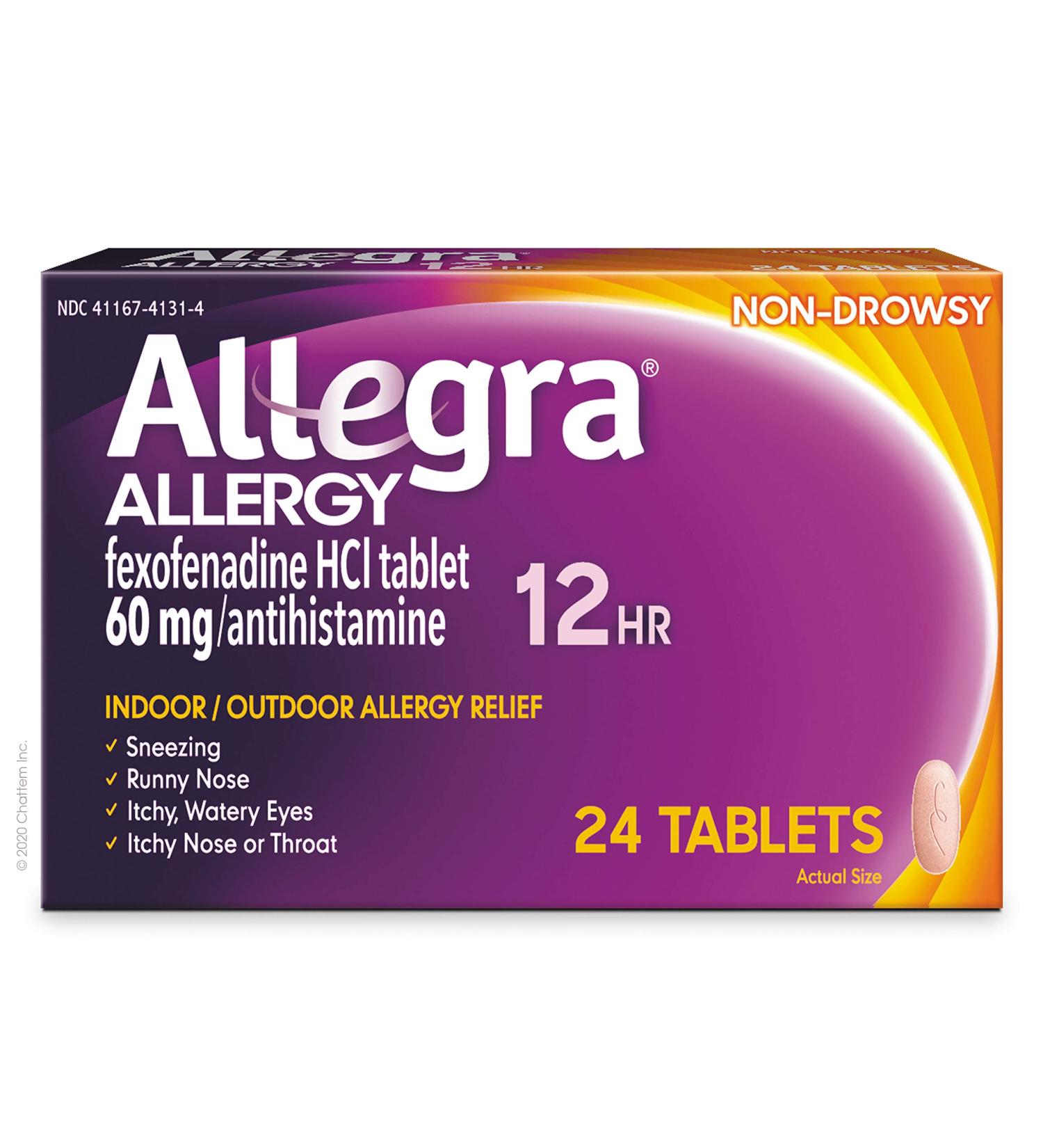 Allegra Adult 12-Hour Non-Drowsy Antihistamine Tablets, 60 mg - 24 Count - Buy Online on GoSupps.com