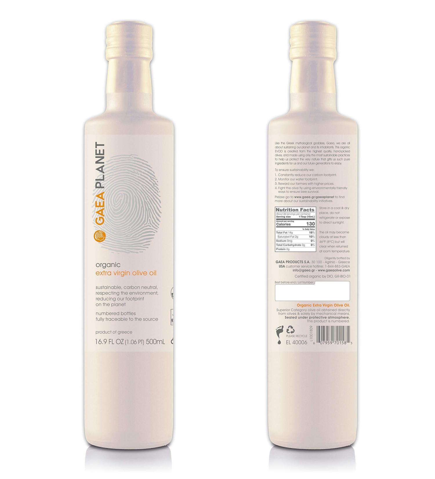 Gaea Organic Extra Virgin Olive Oil - 16.9 fl oz (500 ml) - Premium Quality, Cold-Pressed, Healthy Cooking Oil - Buy Online on GoSupps.com