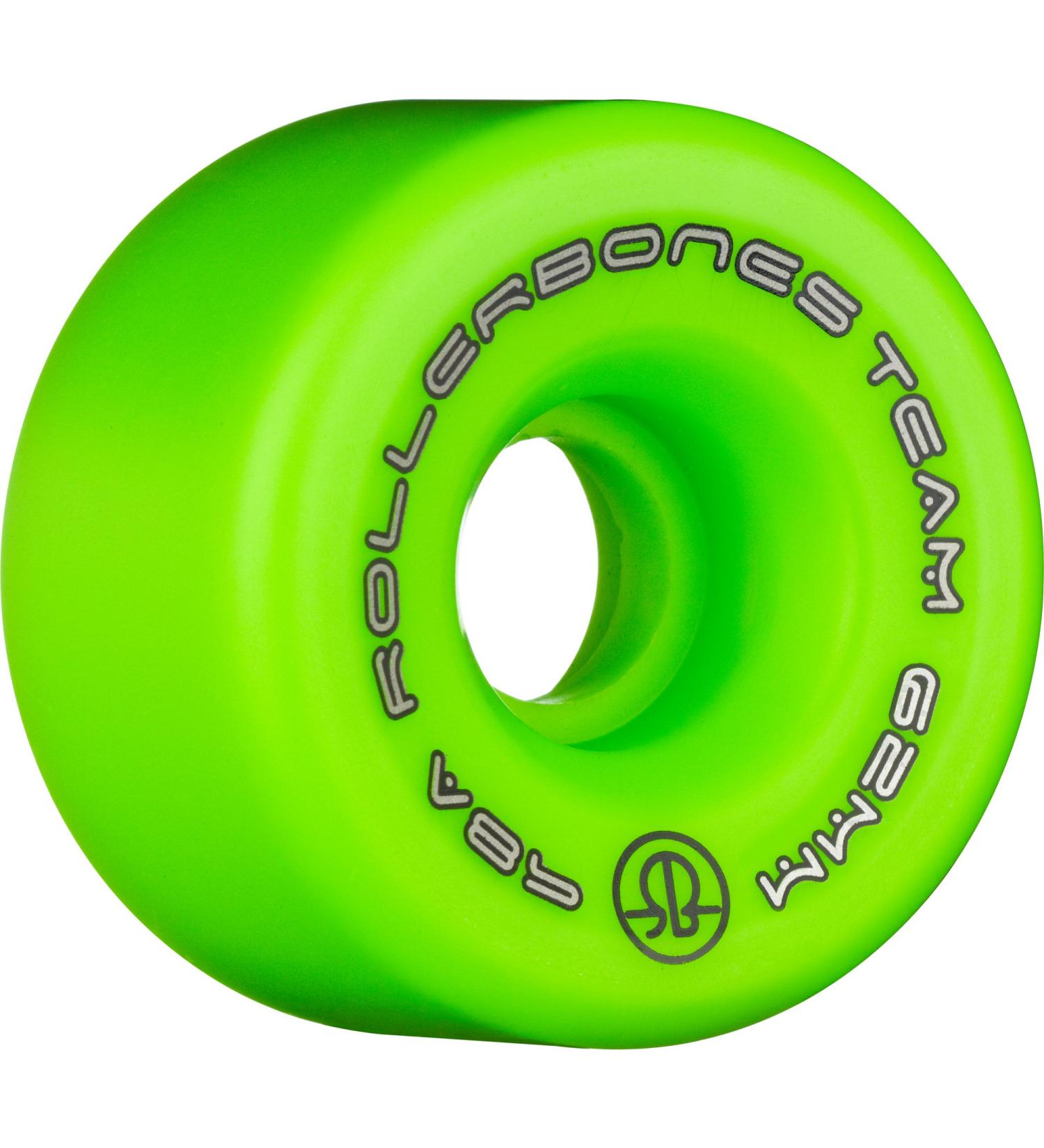 RollerBones Team Logo Recreational Roller Skate Wheels (Set of 8) 62mm Green