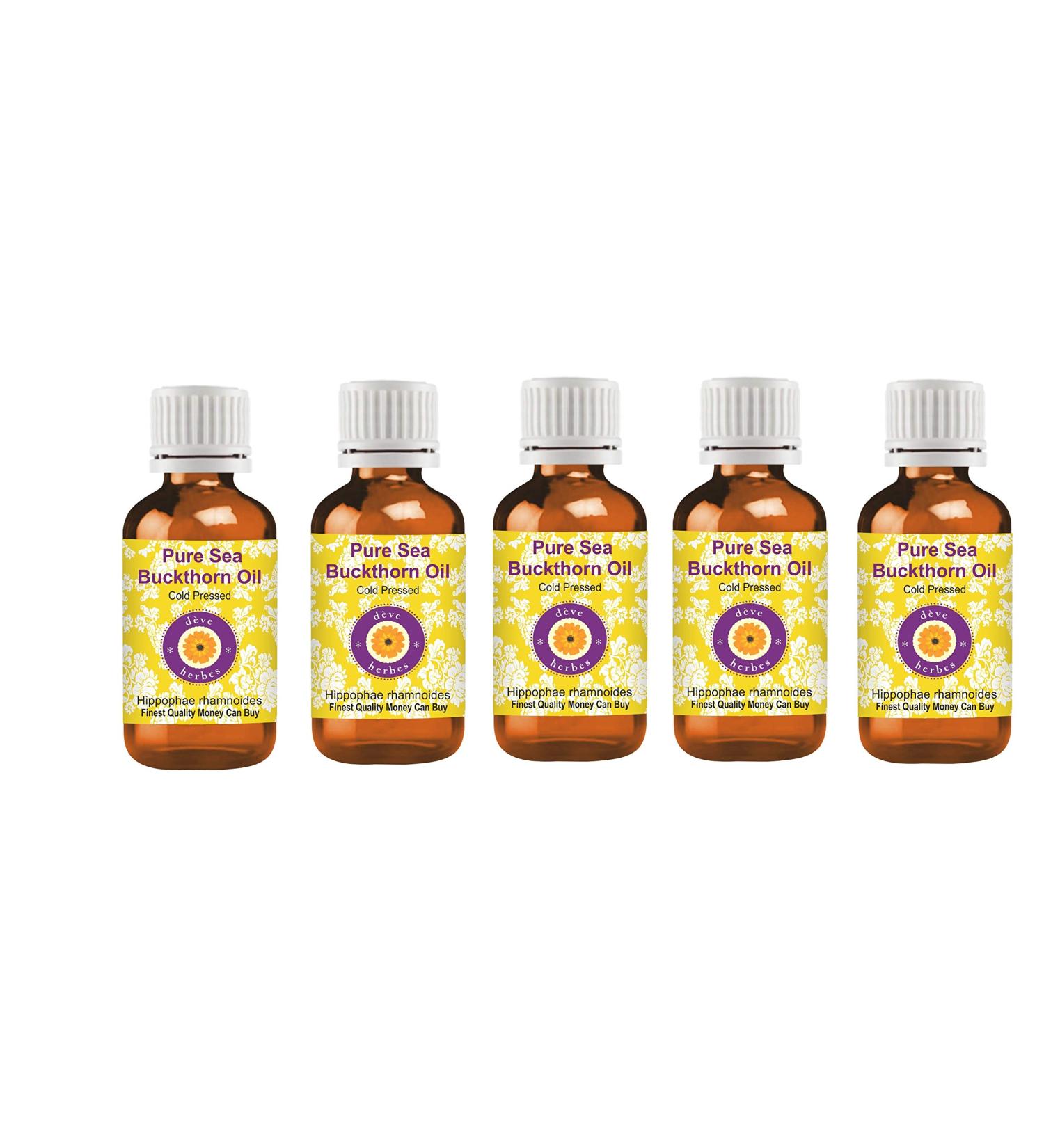 d ve herbes Pure Sea Buckthorn Oil (Hippophae rhamnoides) Cold Pressed (Pack of Five) 100ml X 5 (16.9 oz) - Buy Online on GoSupps.com