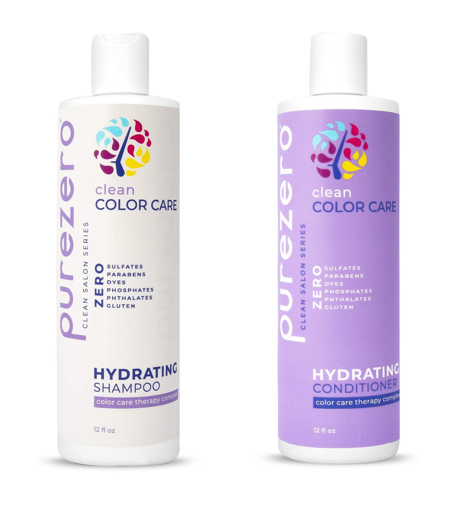 Purezero Hydrating Shampoo & Conditioner Set - Color Care for Color Treated Hair - 100% Vegan & Cruelty Free - Zero Sulfates, Parabens, Dyes - Buy Online on GoSupps.com
