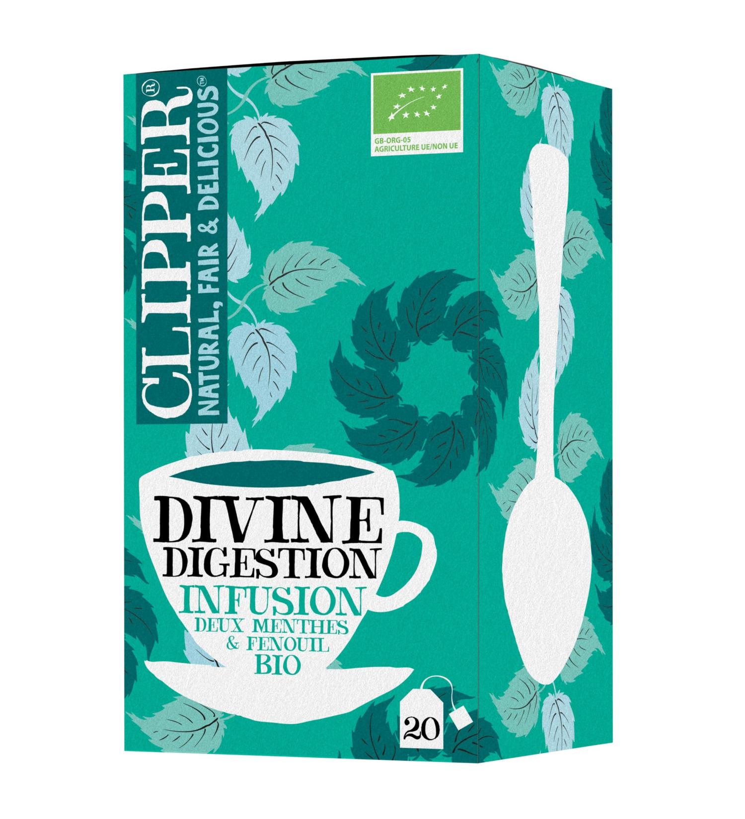 CLIPPER - Organic Infusion - Divine Digestion - Two Mints and Fennel - 20 Organic Infusion Sachets - Pack of 1 - Buy Online on GoSupps.com