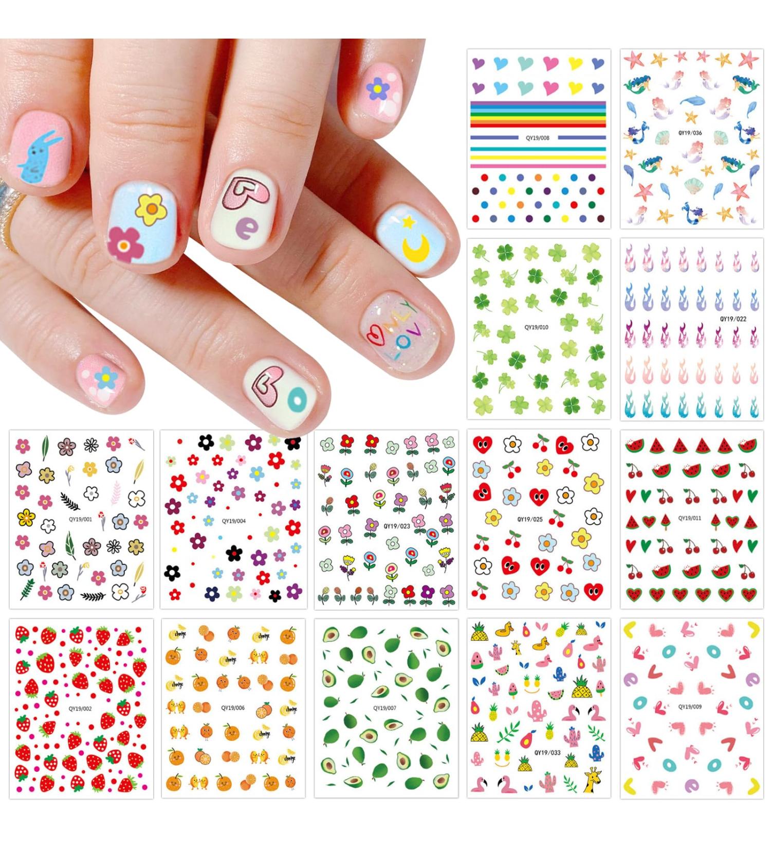Little Girl Nail Stickers 20 Sheets Self-Adhesive Nail Decal Strawberry Nail Art Decoration Design Supplies for Kids - Buy Online on GoSupps.com