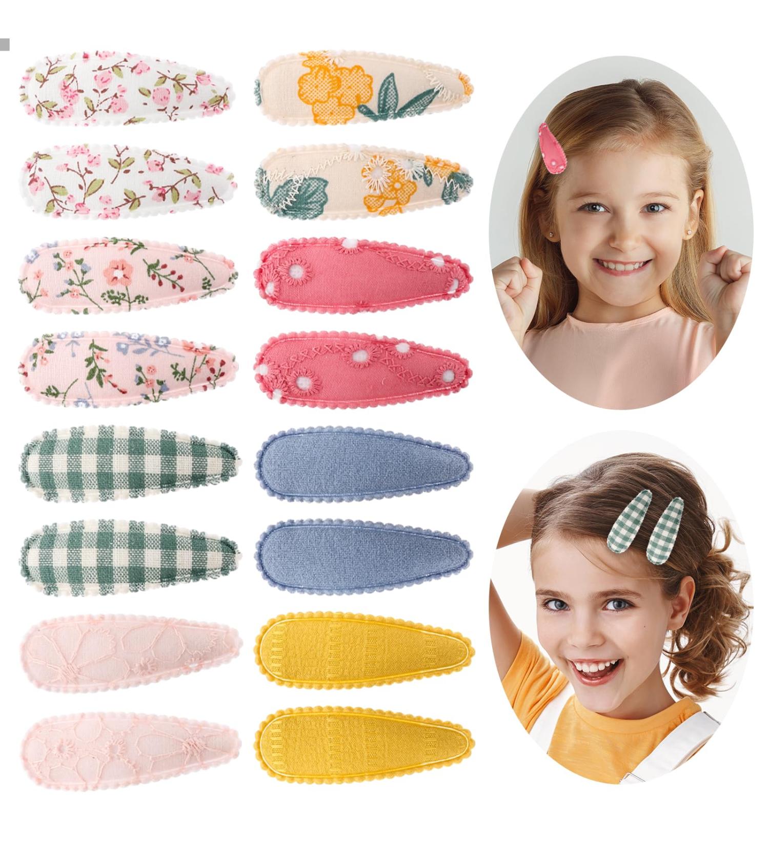 WLLHYF 16 Pieces Girls Toddler Floral Print Hair Clips Cloth Non-Slip Fabric Wrapped Metal Snap Hairpins Floral Design Hair Barrettes Accessories for Kids Baby Teens Girls Women - Buy Online on GoSupps.com
