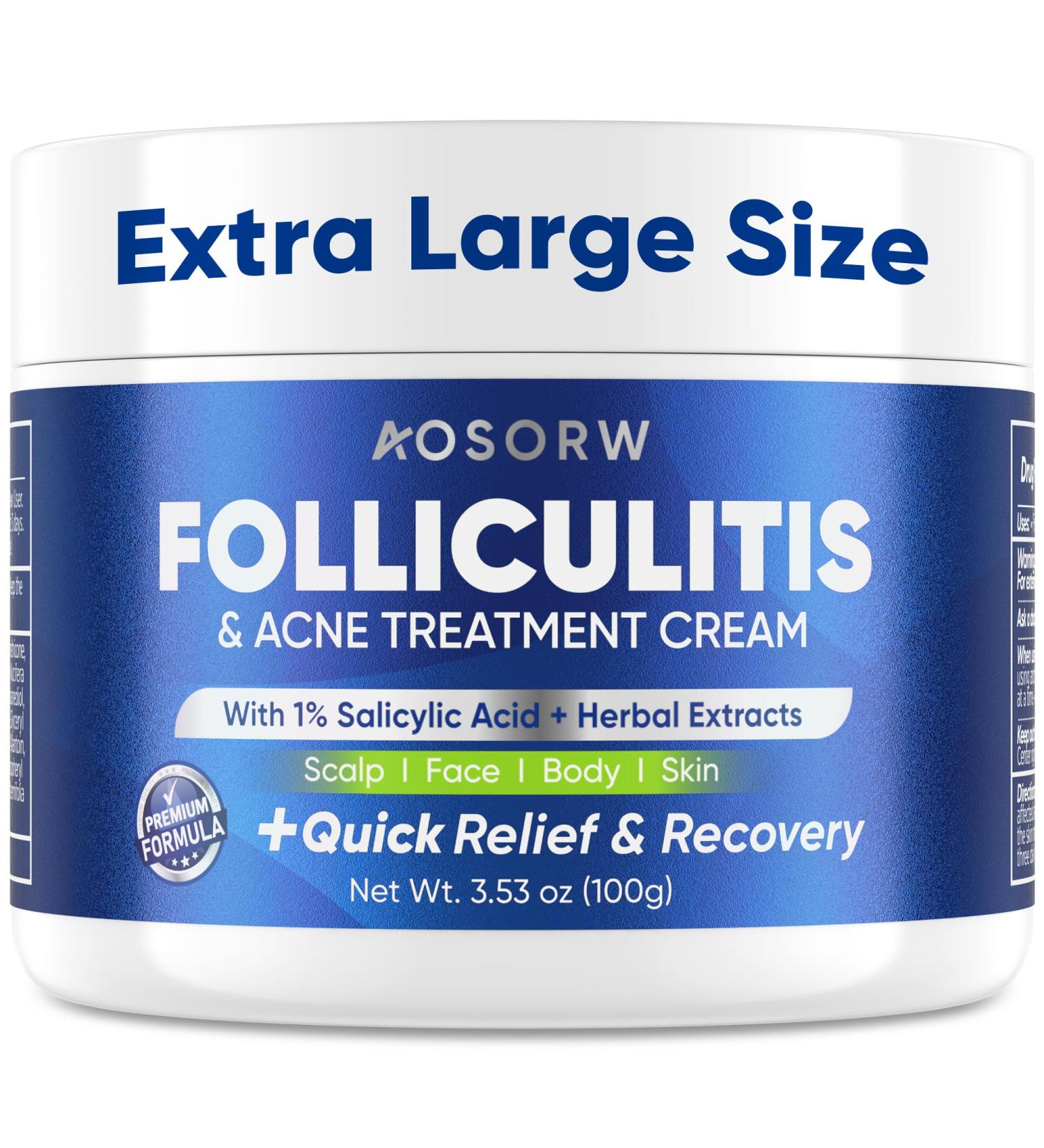 Folliculitis & Acne Treatment Cream Salicylic Acid & Herbal Extracts for Scalp Face Body & Back Soothes Irritated Skin Redness & Itch Relief 100g (Pack of 1) 3.4 Fl Oz (Pack of 1) - Buy Online on GoSupps.com