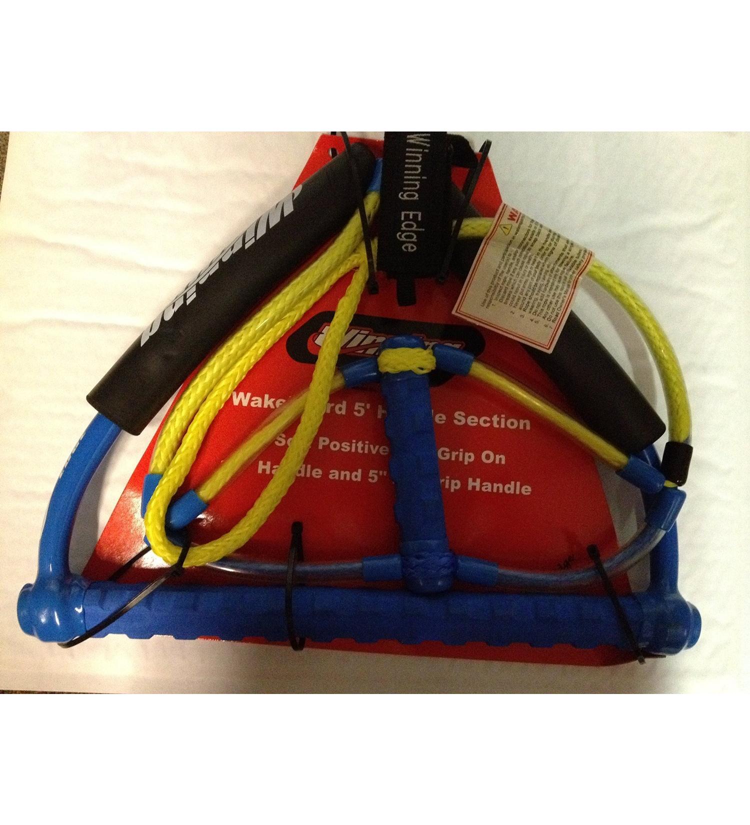 Winning Edge Wakeboard 5' Handle EVA Grip Handle Yellow with Blue Handle