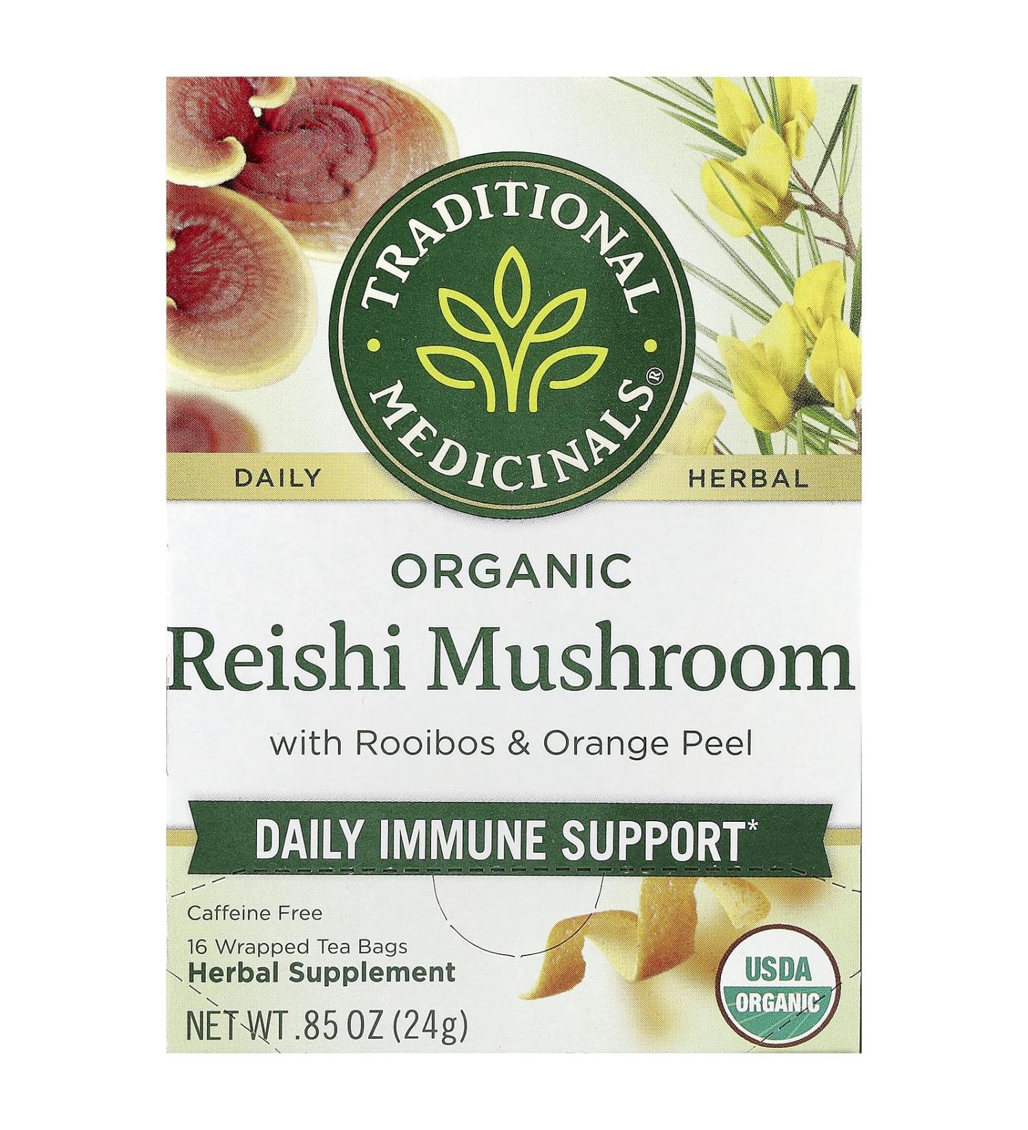 TRADITIONAL MEDICINALS Th aux champignons Reishi avec Rooibos et peau d'orange
