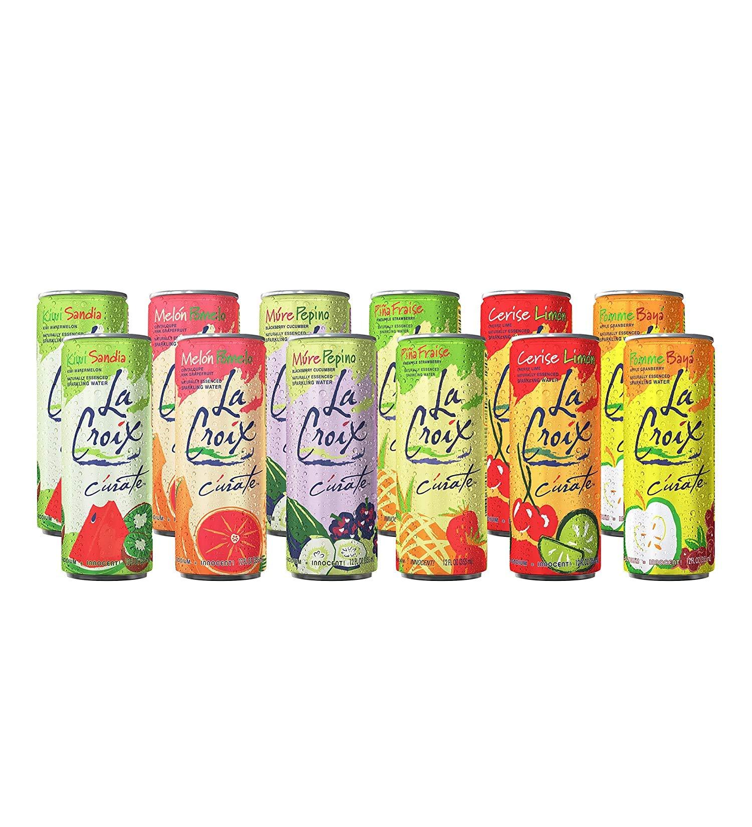 La Croix Sparkling Water Variety Pack - 12 Oz Slim Cans (12-Pack) | Flavored Seltzer Drinking Water | Naturally Essenced - Buy Online on GoSupps.com
