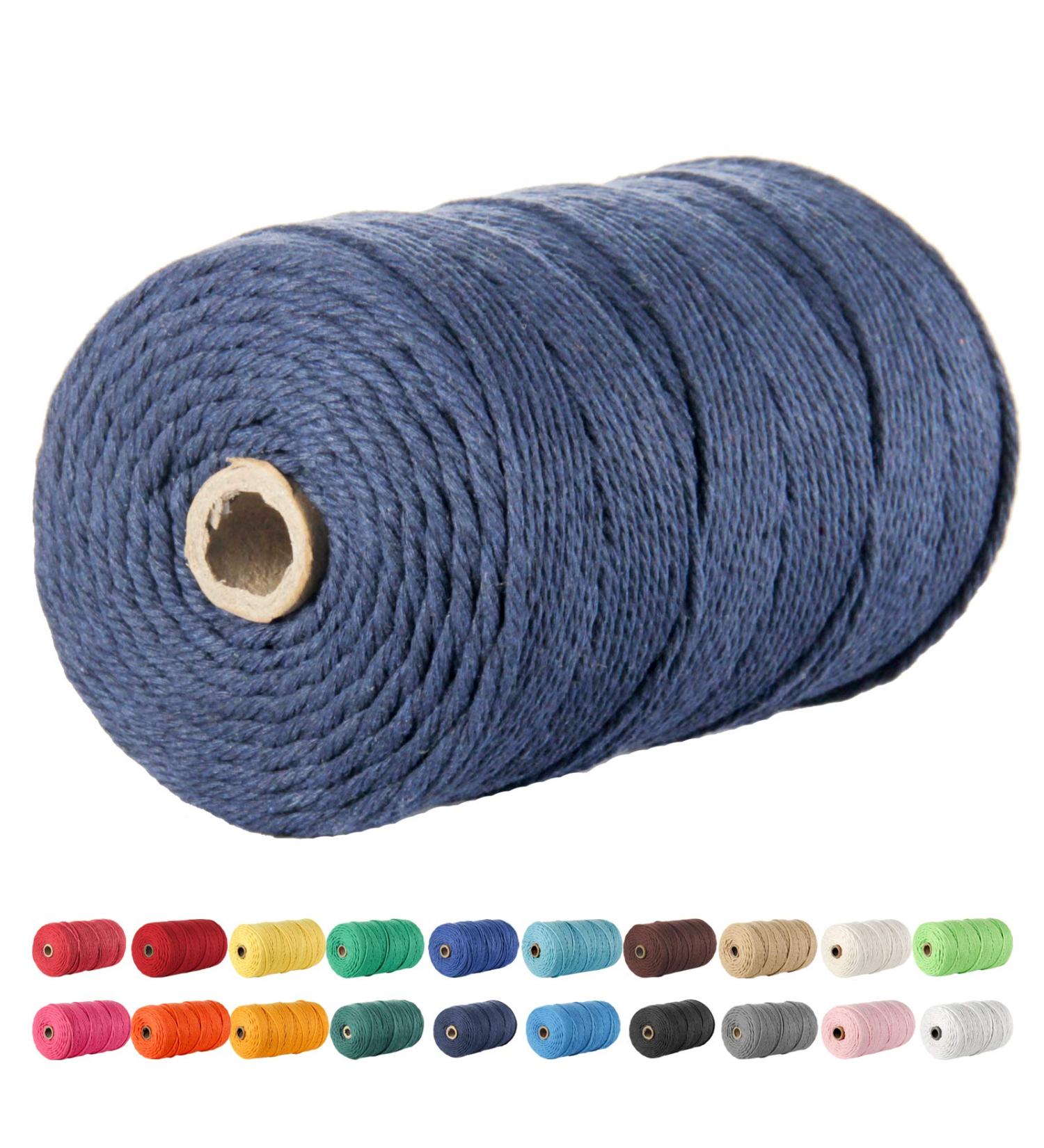POZEAN Navy Blue Macrame Cord 3mm x 220 Yards - 100% Natural Cotton Rope for DIY Crafts, Wall Hanging, Plant Hangers - Christmas Wedding Decor Projects - Buy Online on GoSupps.com