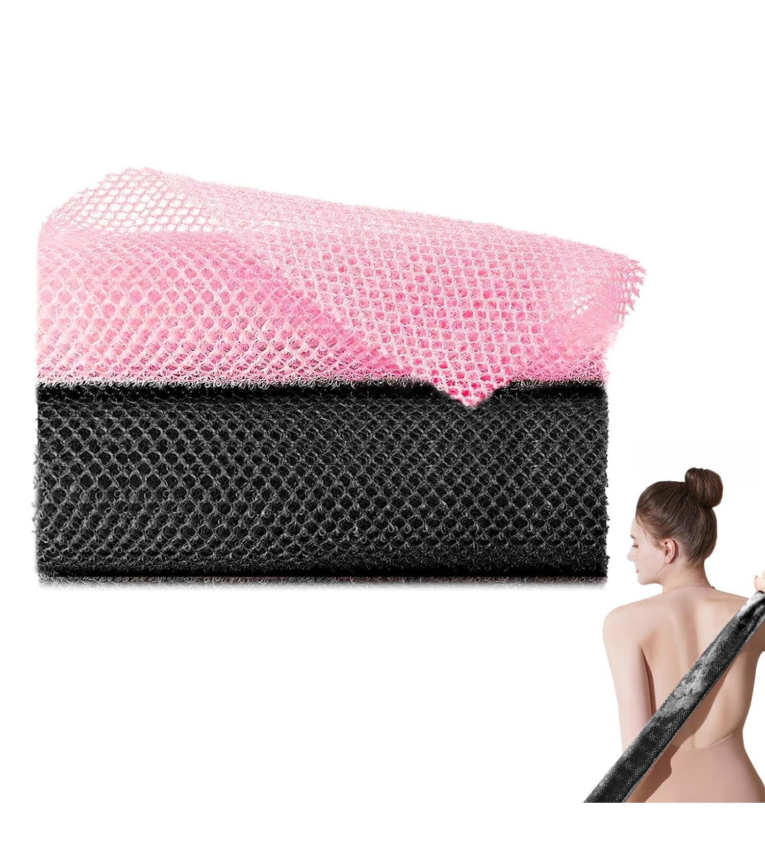 Buy 2 Pack African Network Bathing Sponge - Peeling Sponge for Men & Women (Black & Pink) - Buy Online on GoSupps.com