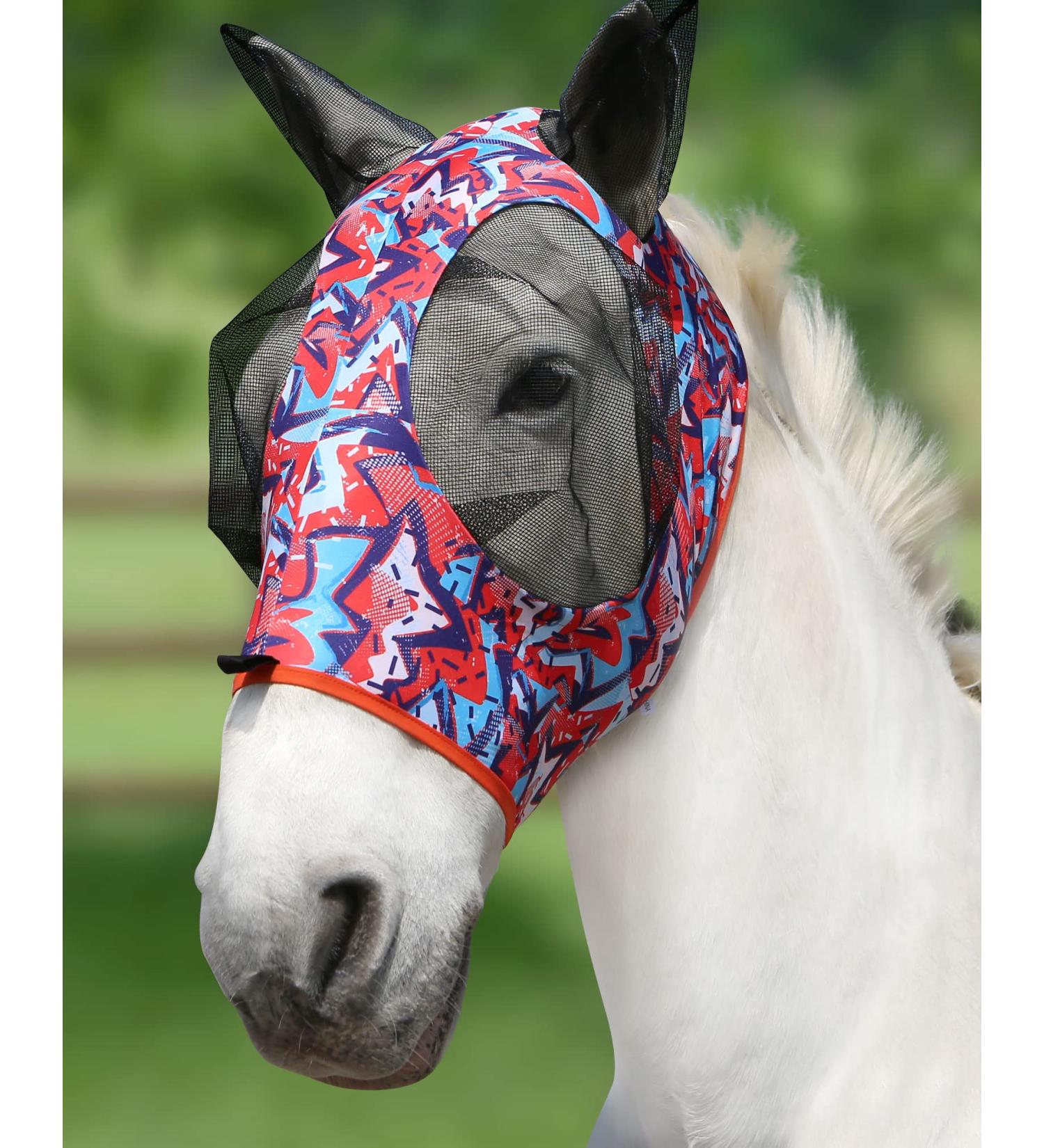 Buy Harrison Howard Stretchable UV Protection Fly Mask - Breathable with Mesh Eye Opening & Ventilating Ear Protection - Large Orange Geo-Print - International Shipping Available - Buy Online on GoSupps.com