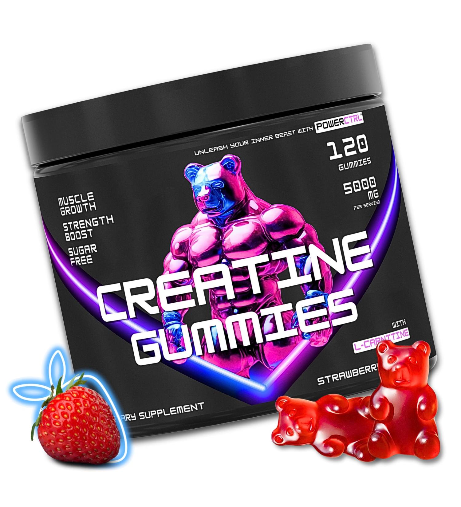 Creatine Gummies with L-Carnitine | 5g Sugar-Free Vegan Creatine for Muscle Growth Recovery & Endurance | 5000mg for Men & Women - Buy Online on GoSupps.com
