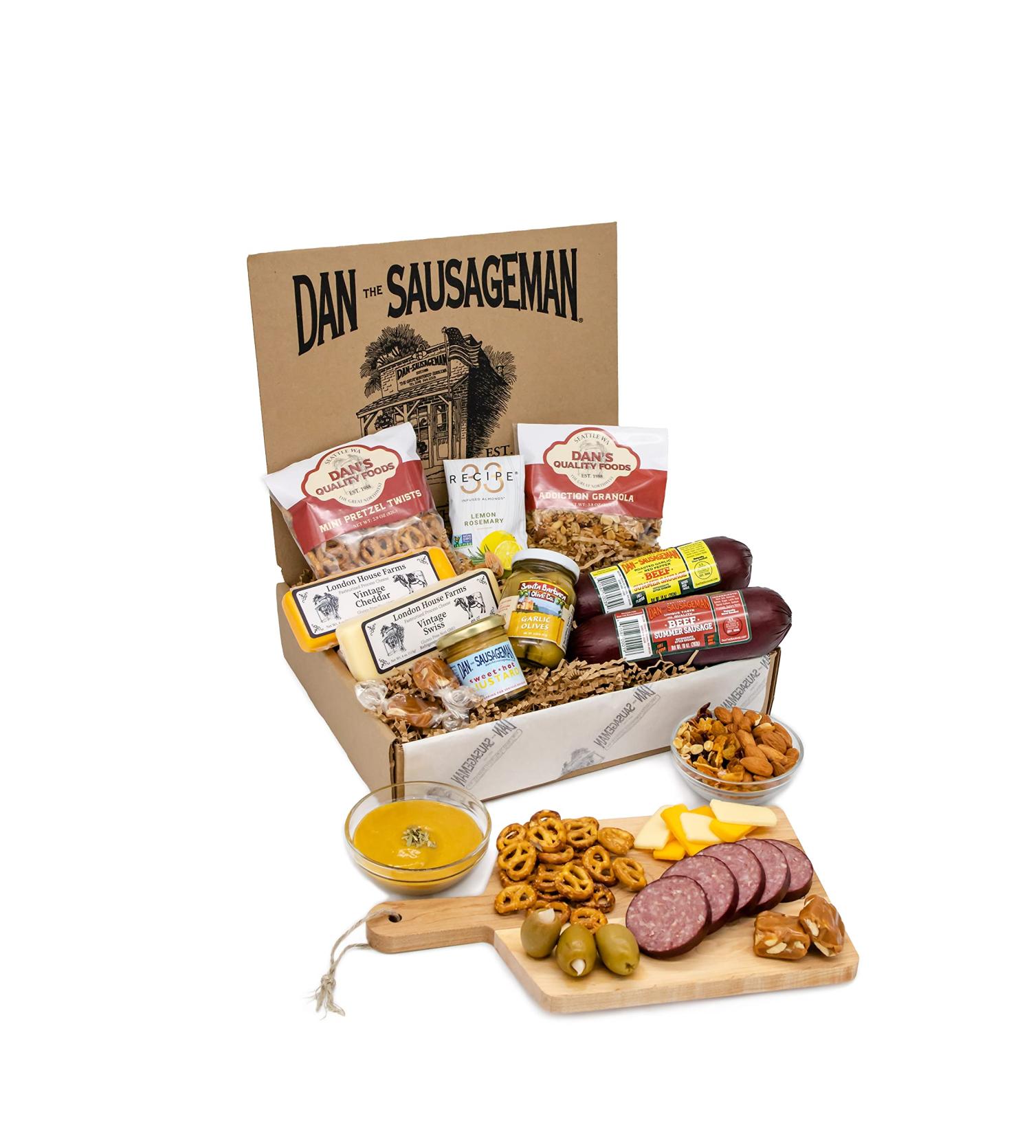 Dan the Sausageman's Sounder Gourmet Gift Box - Smoked Summer Sausage and Wisconsin Cheeses Gift Basket - Buy Online on GoSupps.com