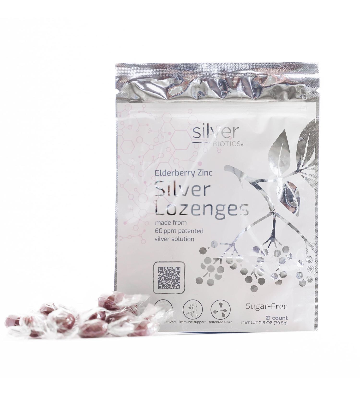 Silver Biotics Sugar-Free Colloidal Silver Lozenges | Immune Support & Throat Comfort | Elderberry Zinc | 21 Count | 60 ppm SilverSol - International Shipping Available - Buy Online on GoSupps.com