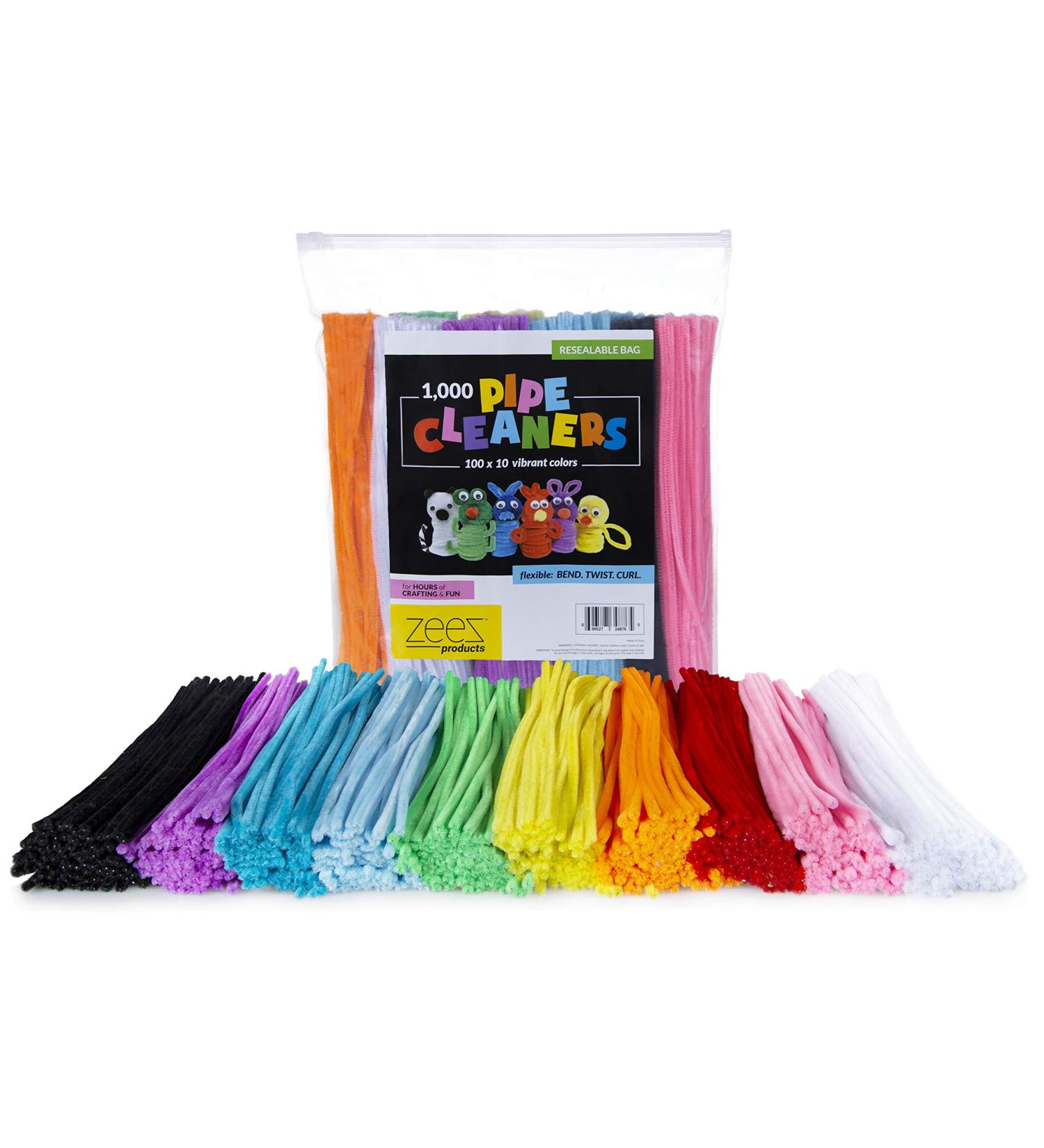 Zees 1000 Chenille Stems in 10 Colors - DIY Craft Pipe Cleaners 6mm x 12 Inches (1000) - Buy Online on GoSupps.com