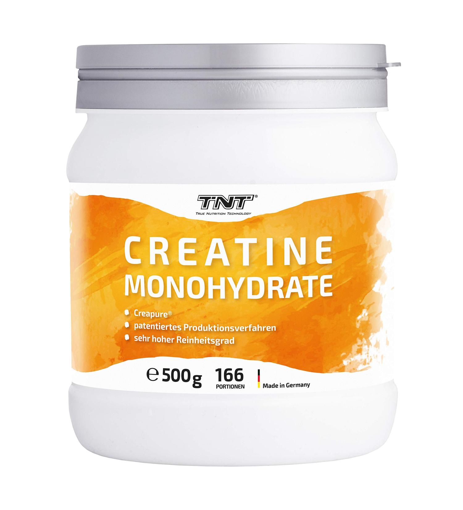 TNT Creatine Monohydrate 500g - Pure Creapure Vegan Creatine Powder No Additives - Best for Fitness & Muscle Gain - Buy Online on GoSupps.com