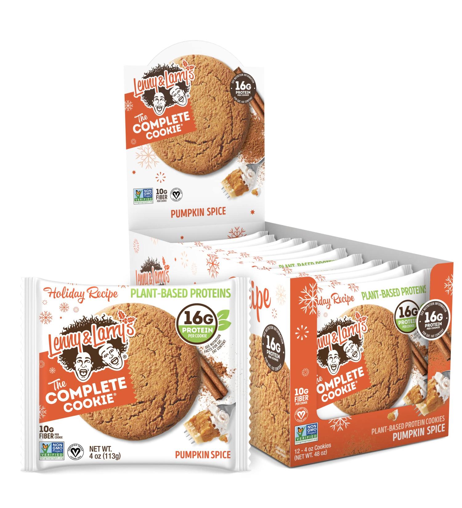 Lenny & Larry's Pumpkin Spice Complete Cookie - 16g Plant Protein, Vegan, Non-GMO - 4oz (Pack of 12) - Buy Online on GoSupps.com