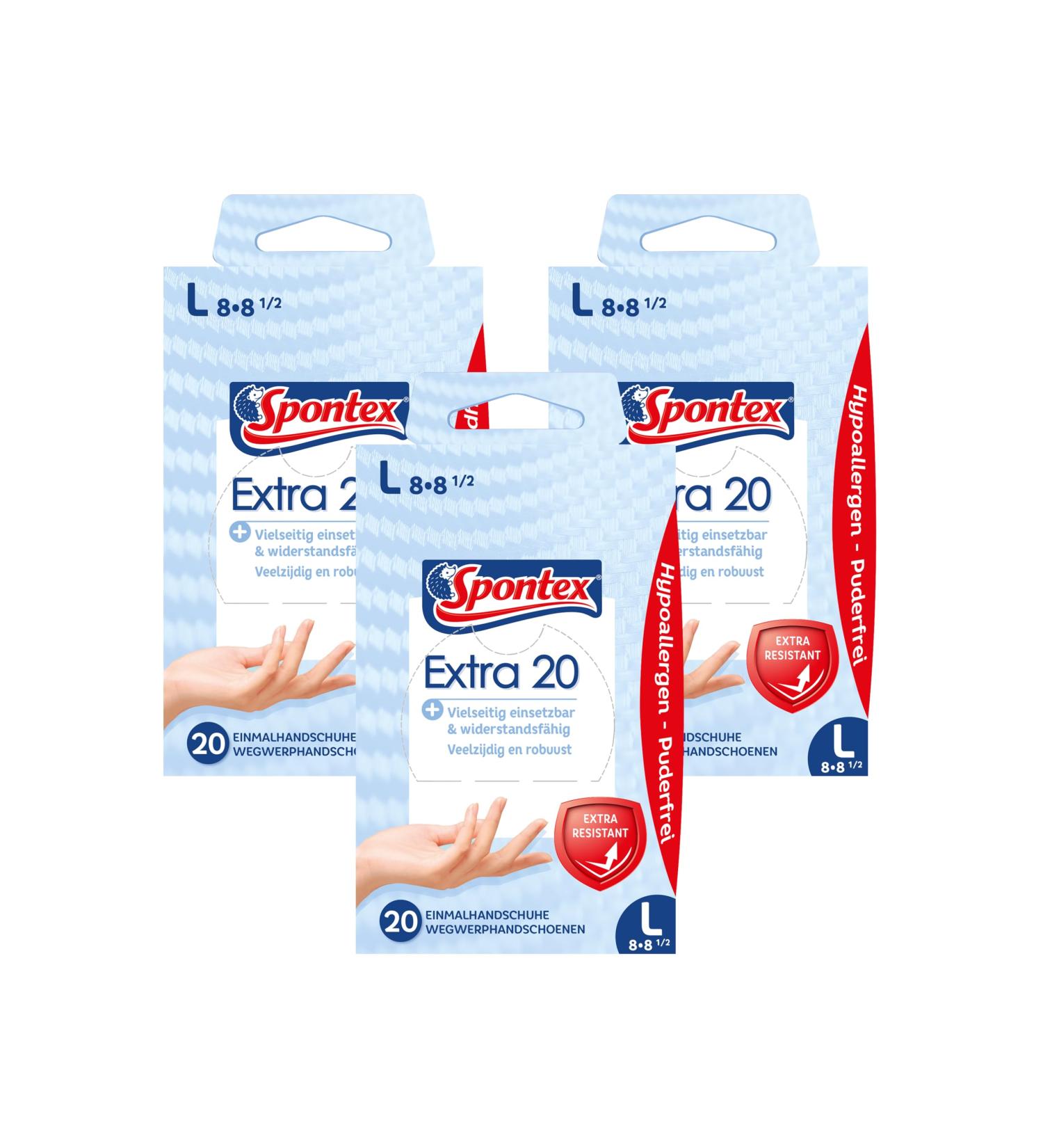 Spontex Extra Disposable Vinyl Gloves - Skin-Friendly Powder-Free Size L - 3x20 Pack for International Shipping - Buy Online on GoSupps.com