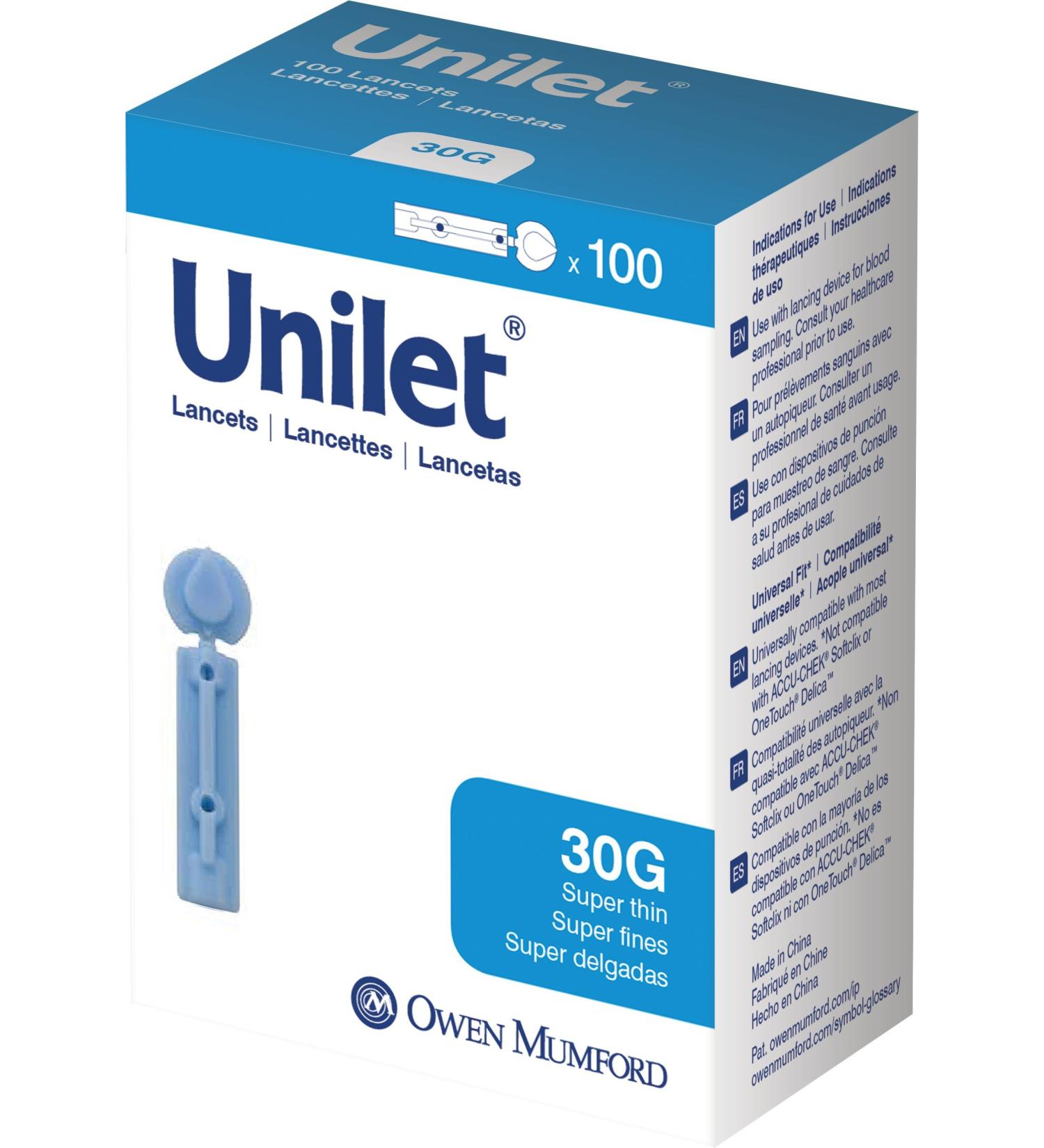 Owen Mumford Unilet Super Thin Lancets (30G) - 100 Count | Buy Online - Buy Online on GoSupps.com