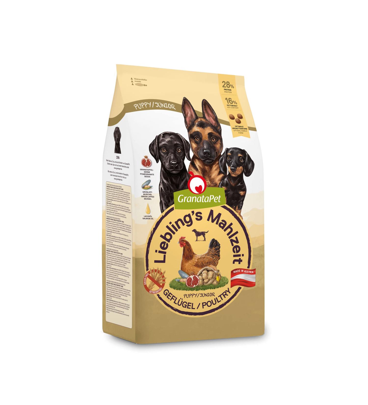 Granatapet Liebling's Meal Poultry Junior - Grain-Free Sugar-Free Dry Dog Food (4 Pack 4 x 1.8 kg) - Premium Nutrition for Puppies - Buy Online on GoSupps.com