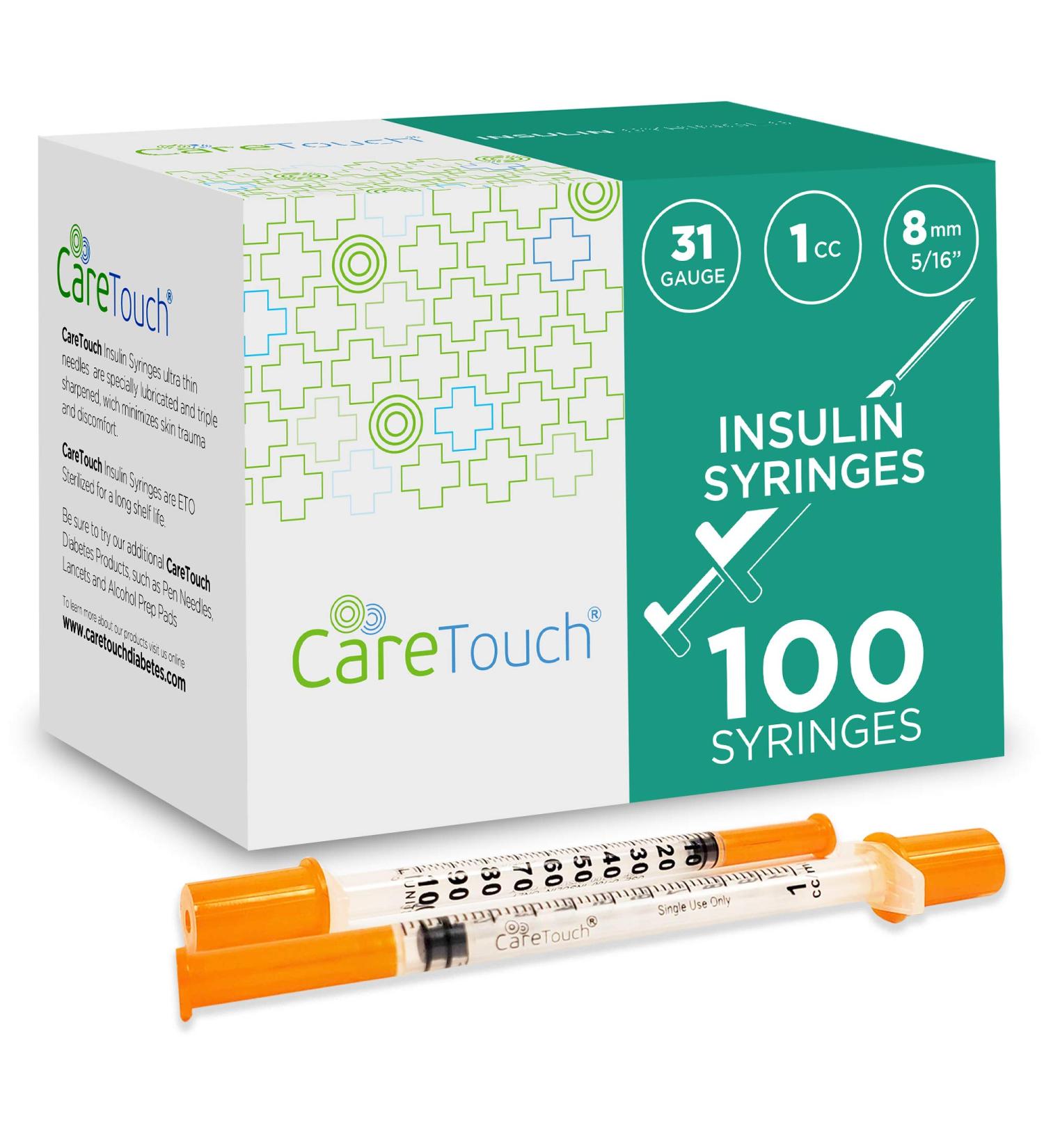 Care Touch Insulin Syringes 31g 5/16 8mm 1cc (Pack of 100) | Buy Online - Buy Online on GoSupps.com