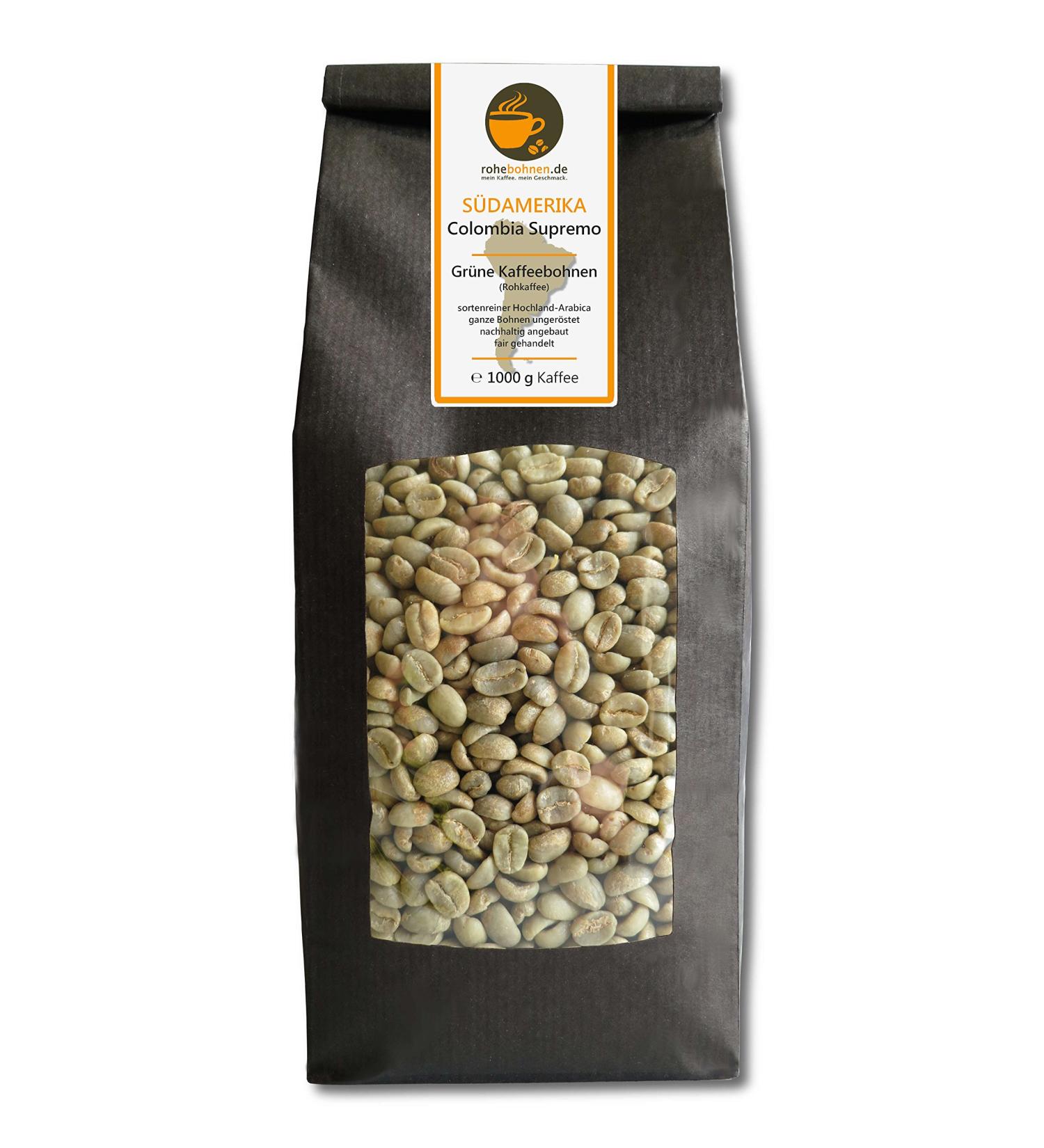 Green coffee beans Colombia Supremo (raw coffee beans 1000g) Coffee 1 kg (Pack of 1)