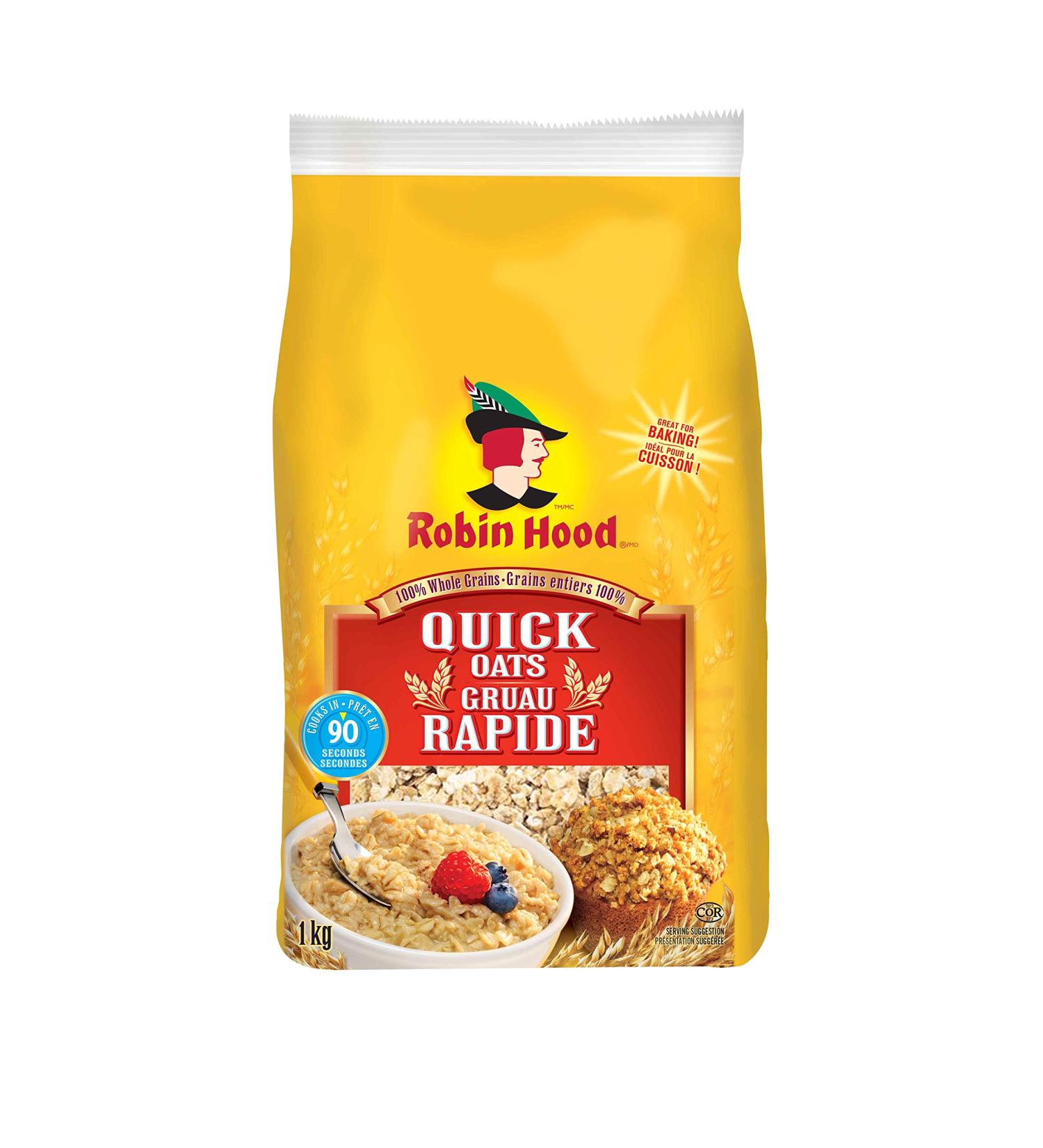 Robin Hood 100% Whole Grains Quick Oats 1kg (Case of 8) - Buy Online on GoSupps.com