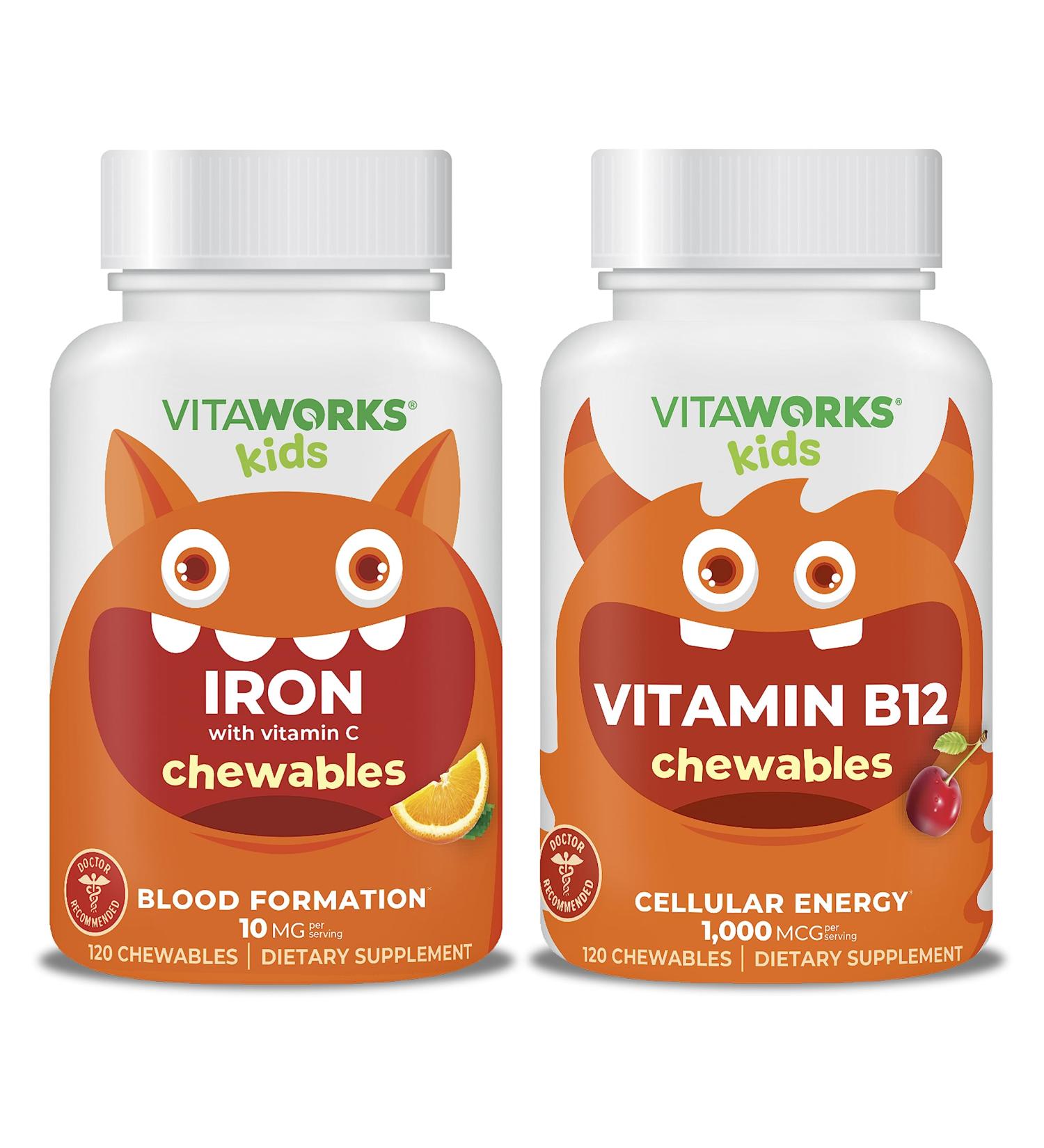 VitaWorks Kids Iron 10mg + Vitamin C + B12 Chewables Bundle - Buy Online on GoSupps.com